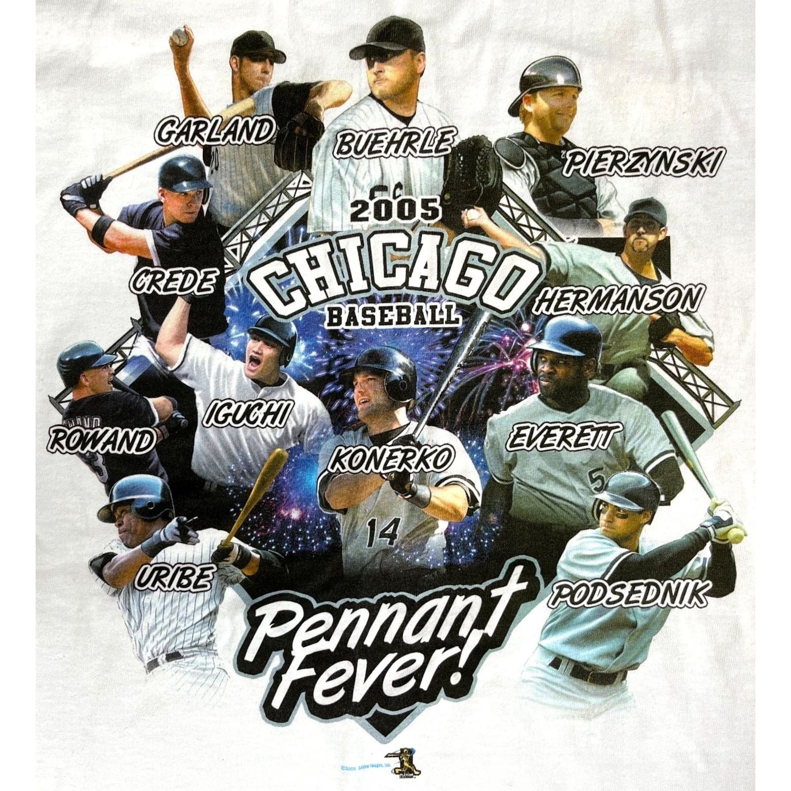 Anvil VINTAGE Chicago White Sox T-Shirt Anvil XL Pennant Fever 2005 World Series Mens White Cotton Short Sleeve Crew Neck Graphic Sports Size US XL / EU 56 / 4 - 5 Thumbnail