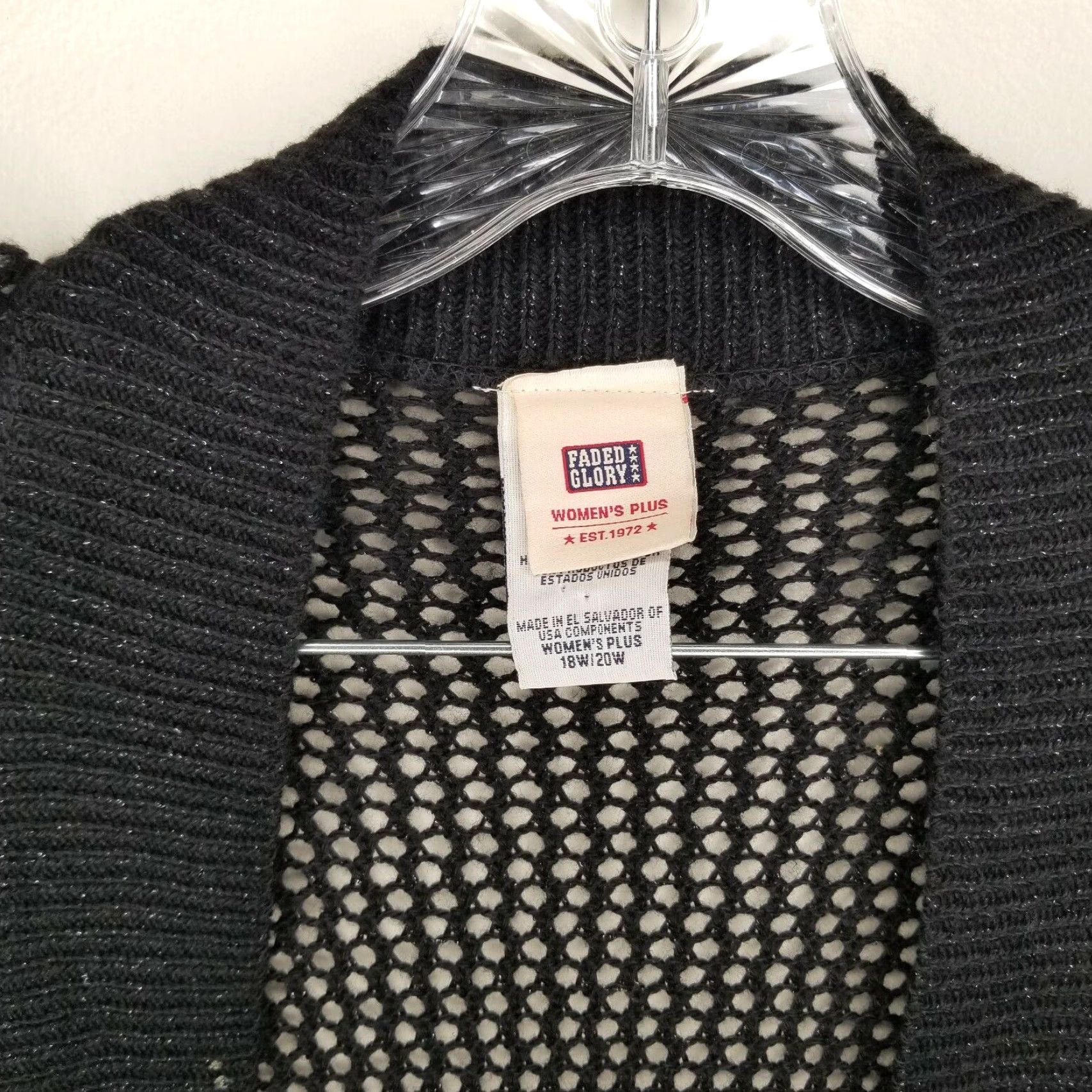 Faded Glory VINTAGE Faded Glory Cardigan Knit Sweater Women Plus Size 18W Black Womens Cardigan 18W/20W Size XXL / US 16-18 / IT 52-54 - 3 Thumbnail