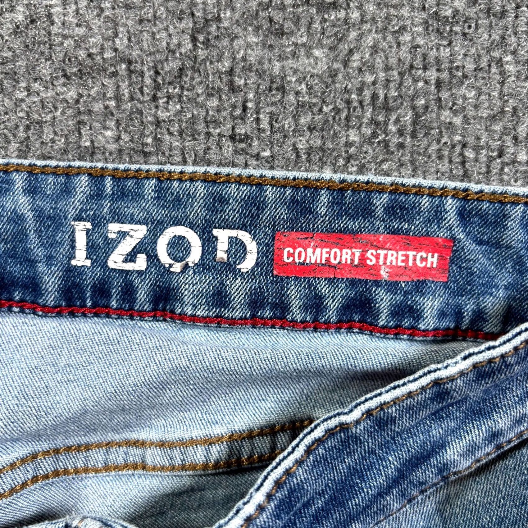 Izod IZOD Straight Jeans Men's 32x32 Blue Denim Faded Workwear Stretch Travel Shirt Size US 32 / EU 48 - 7 Thumbnail