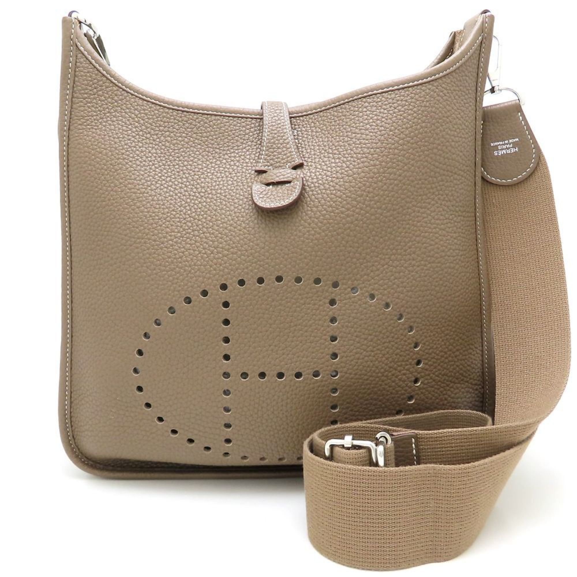 Hermes Evelyn 3Pm Shoulder Bag Taurillon Clemence Etoupe 352332 in Grey, Women's