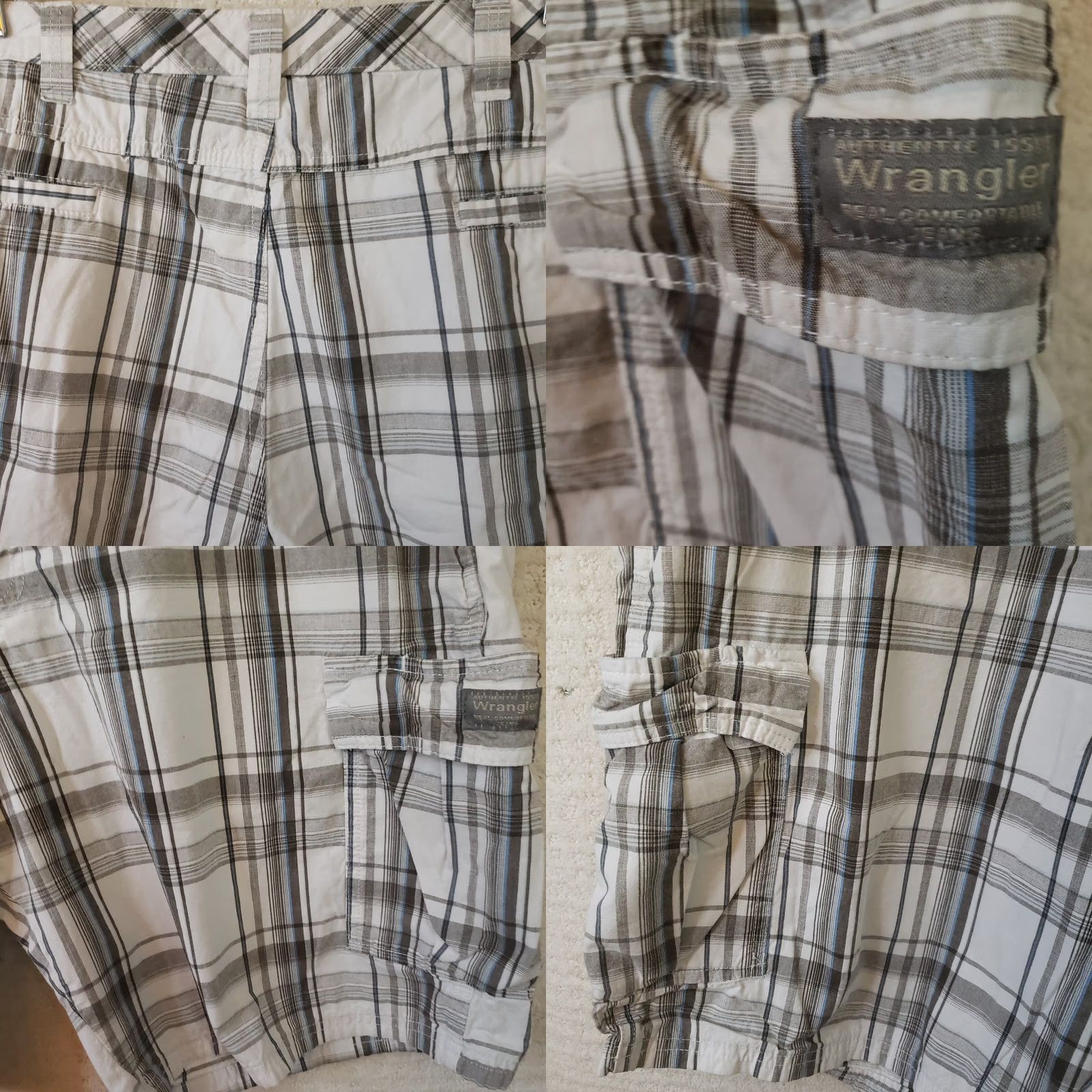 Wrangler Wrangler Cargo Shorts Men's 38x10 Khaki Blue Wht. Plaid Flat Front Cargo Pockets Casual, Travel, Regular Mens Size US 38 / EU 54 - 8 Thumbnail