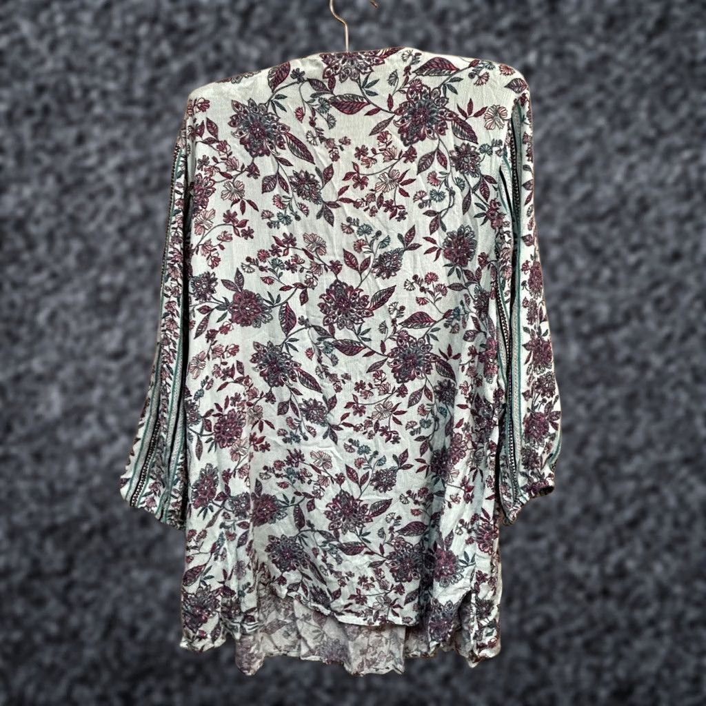 J. Jill J.Jill Blouse 3/4 Sleeve Floral Print Tassel Tunic Top M Multicolor Womens Regular XS-XL Size M / US 6-8 / IT 42-44 - 1 Thumbnail