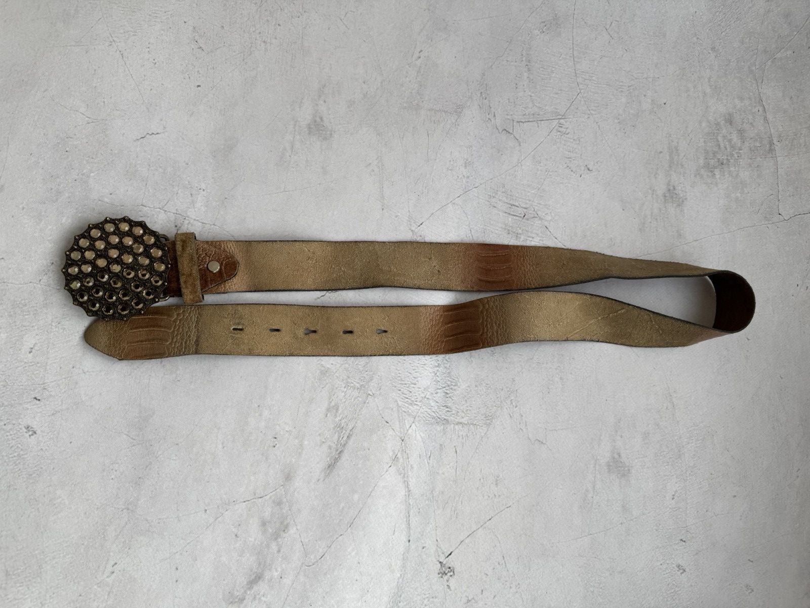 Vintage Italian Genuine Leather Belt Brown Vintage Buckle Size ONE SIZE - 5 Thumbnail