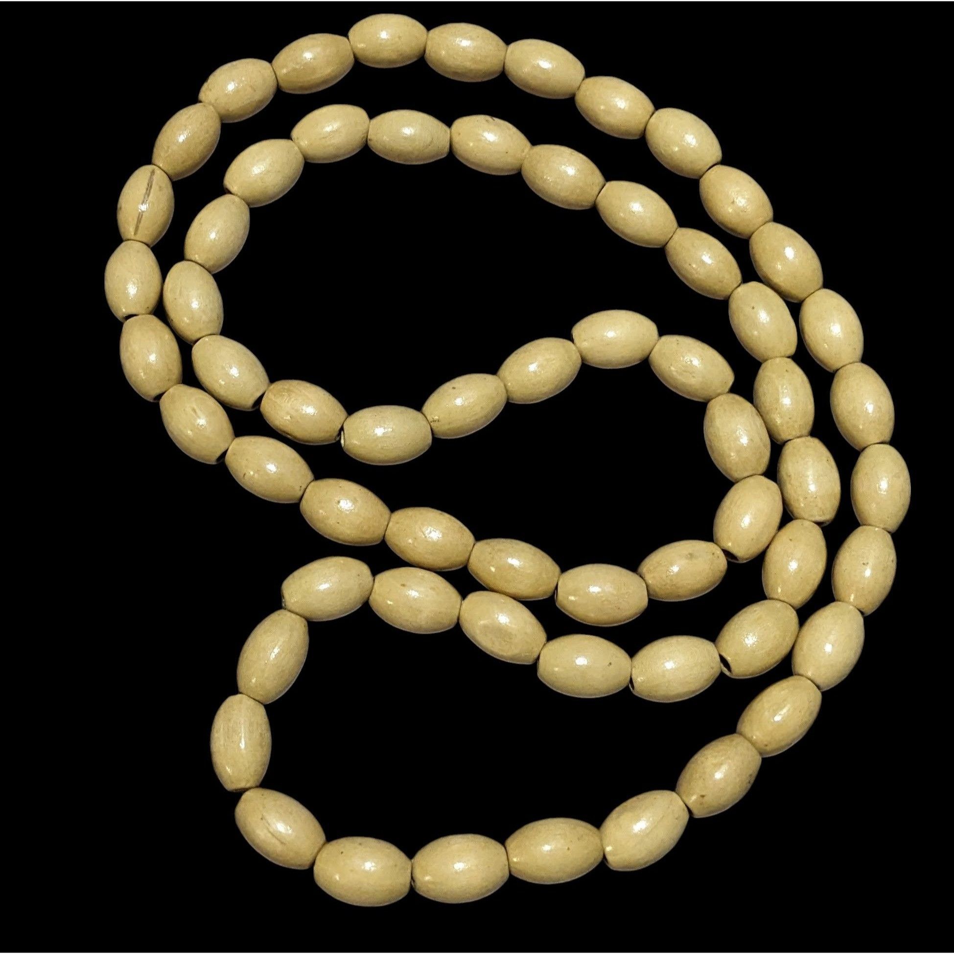 Other Retro Beige Casual Wooden Beaded Necklace Size ONE SIZE - 1 Thumbnail
