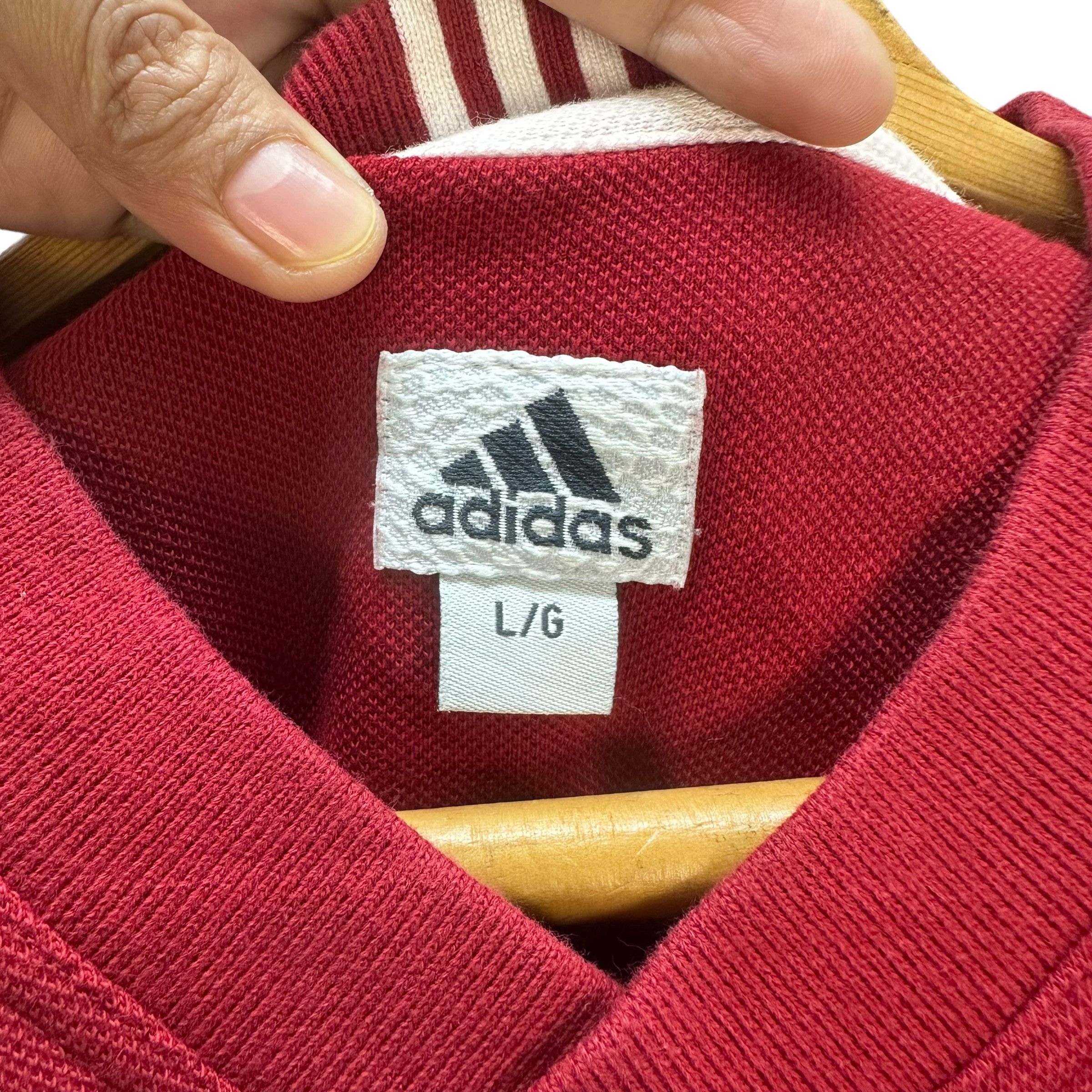 Adidas Y2K VINTAGE ADIDAS V NECK RED SWEATSHIRTS #8698-021 Size US L / EU 52-54 / 3 - 7 Thumbnail