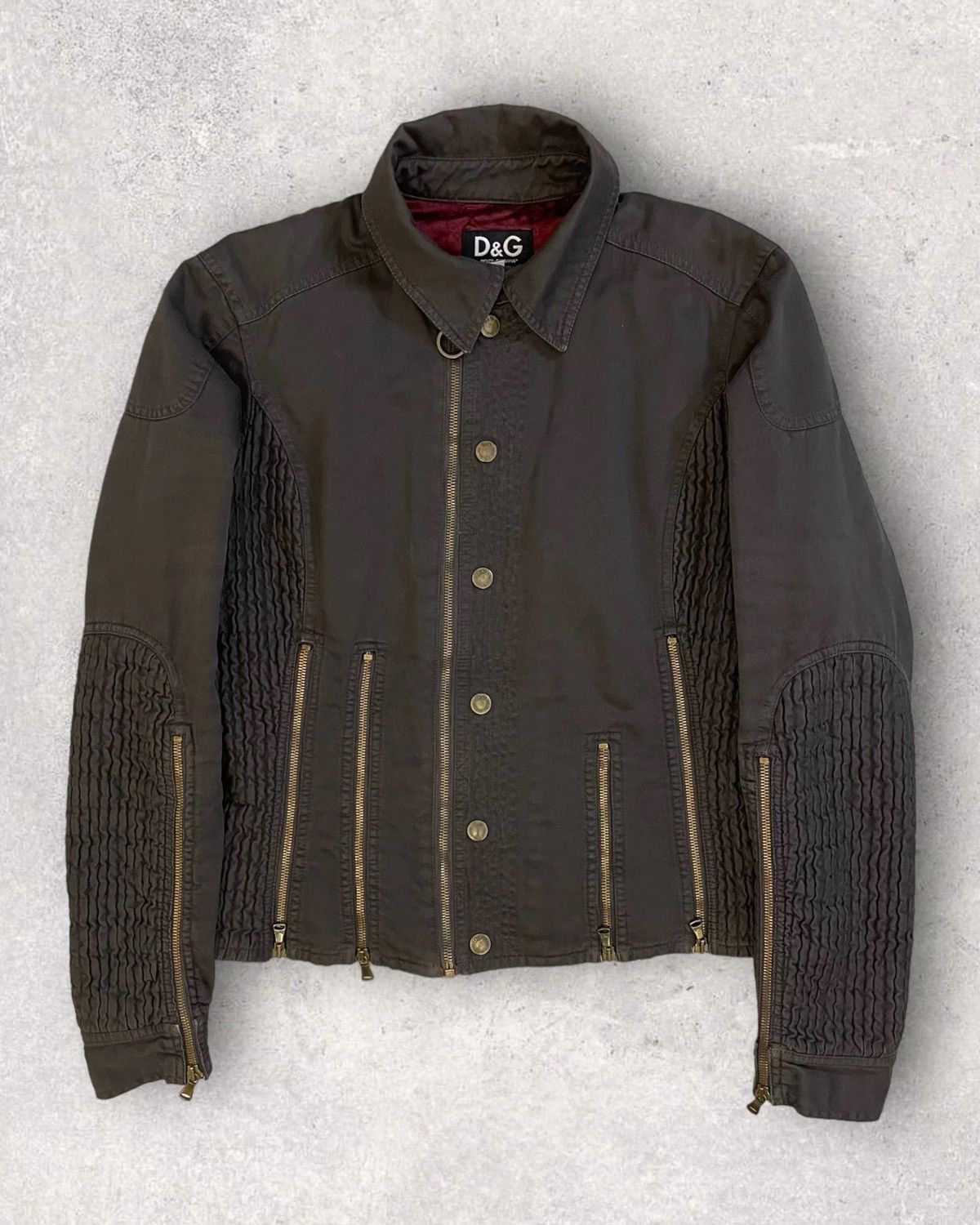 image of Dolce Gabbana 00S Dolce & Gabbana Vertical Multi-Zip Cropped Jacket (S/m) in Grey (Size Medium)