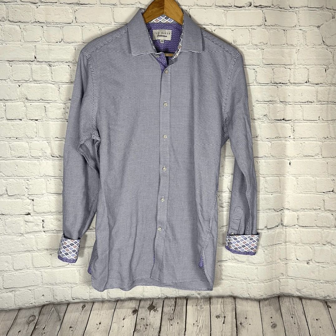 Ted Baker VINTAGE Ted Baker Endurance Giara Slim Fit Dress Shirt 15.5 34/35 Purple Mens Long Sleeve Button-Up Size 42R - 2 Thumbnail