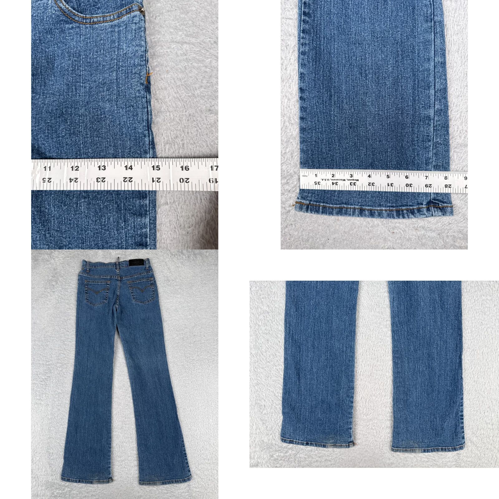 Vintage VINTAGE Andre Ferre Jeans Juniors 3 Blue Denim Flared Bootcut Low Rise Ramie Blend 26x30 Womens Jeans Size 26" / US 2 / IT 38 - 9 Thumbnail