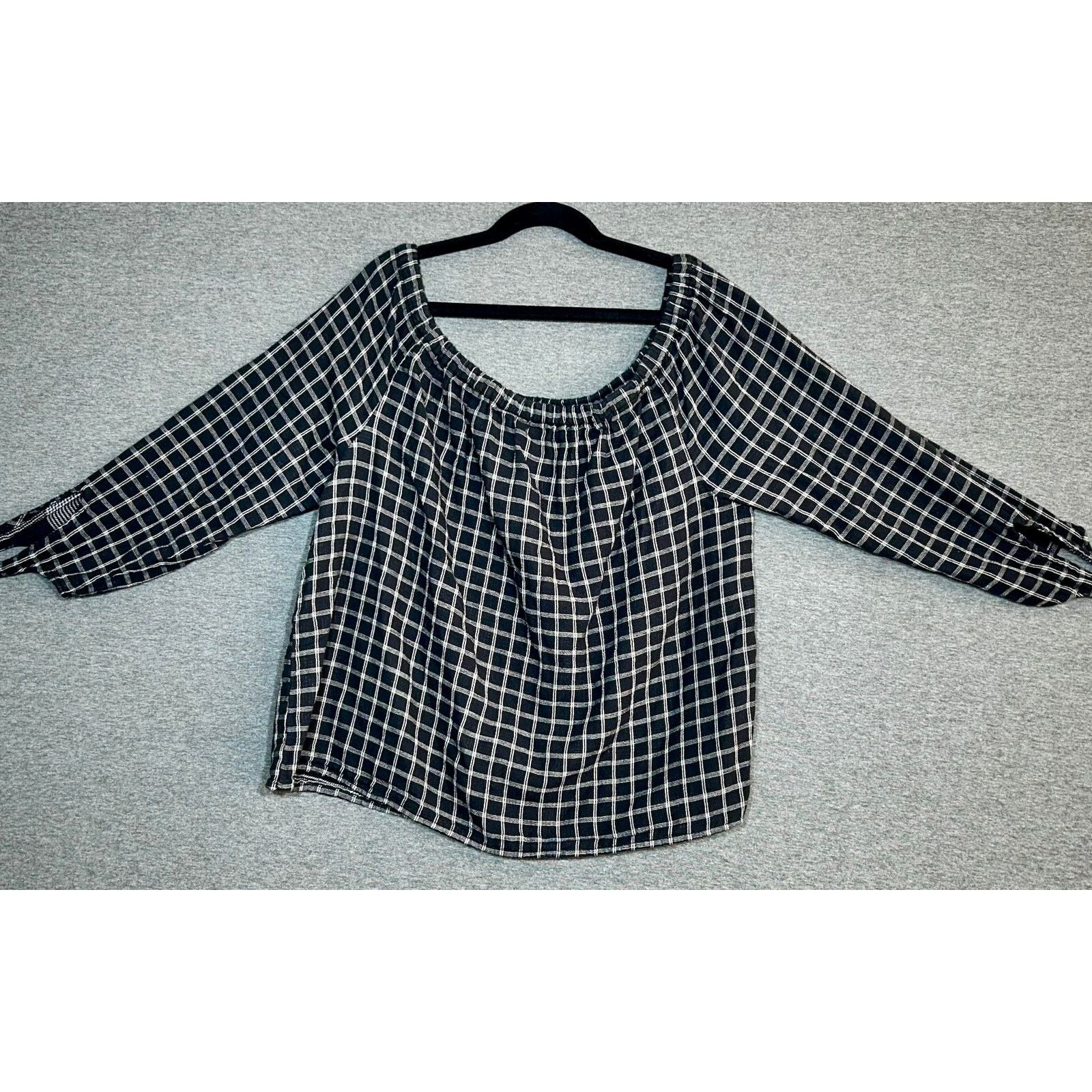Madewell Madewell | Plaid Off Shoulder Scoop Neck Top | Small Size S / US 4 / IT 40 - 2 Thumbnail