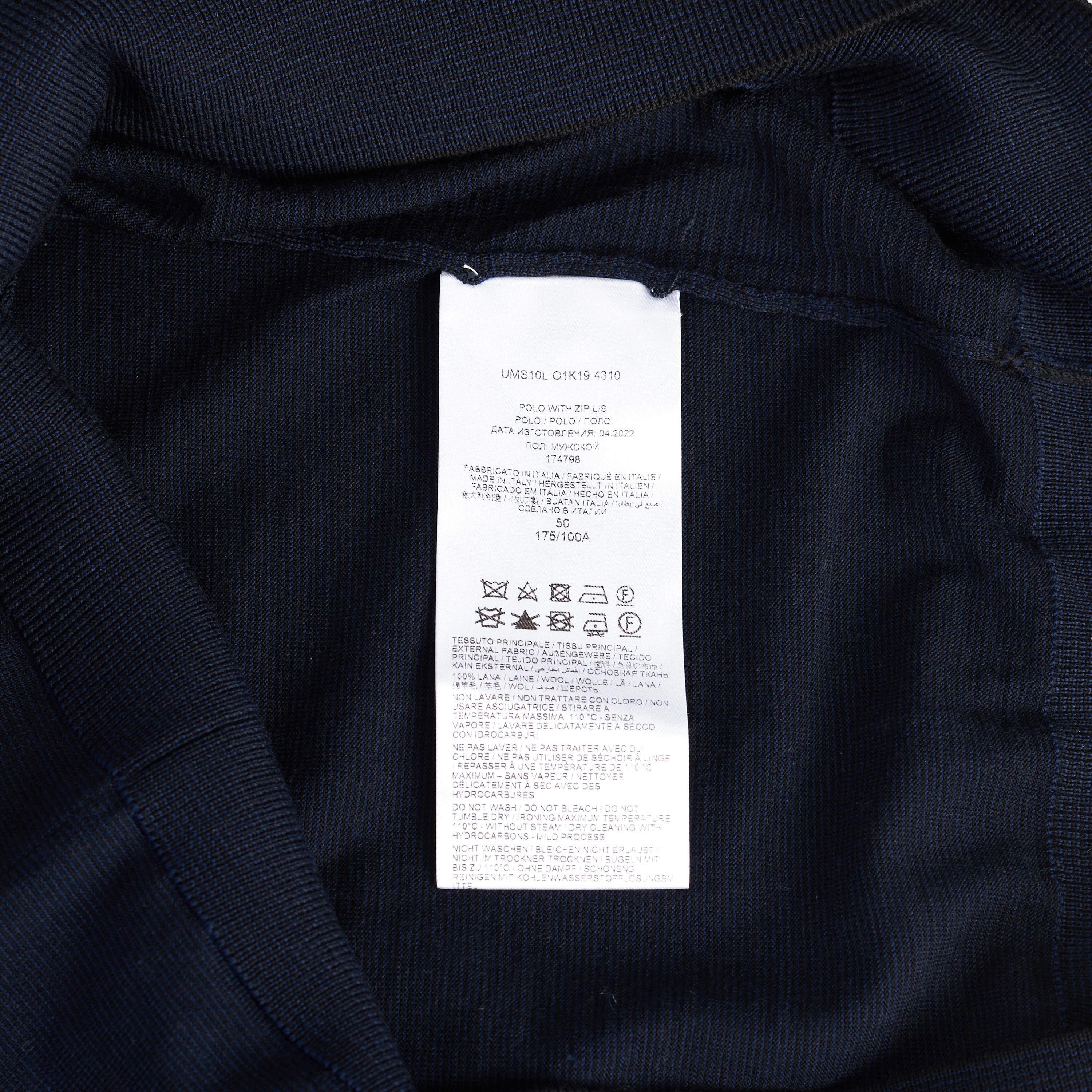 Brioni Polo Sweater With Metal Zip In Blue Wool Size US M / EU 48-50 / 2 - 10 Thumbnail
