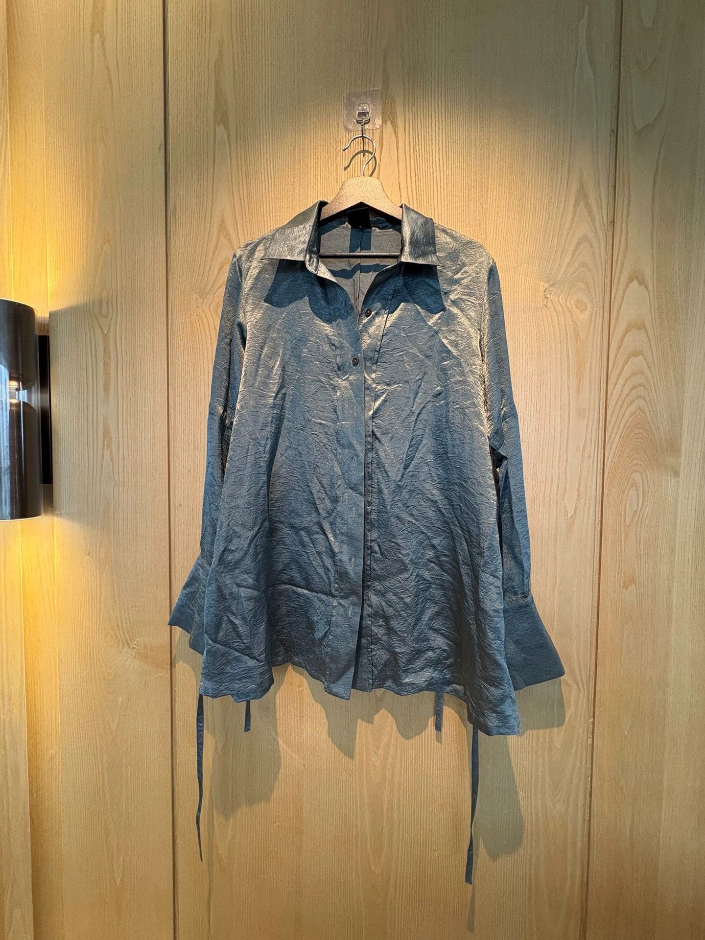 Ann Demeulemeester Ann Demeulemeester Gray-Blue Silk LS M Shirt Size XS / US 0-2 / IT 36-38 - 2 Thumbnail