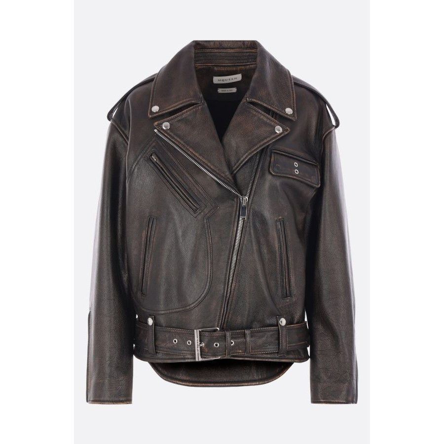 Alexander McQueen ALEXANDER MCQUEEN Brown Oversize Vintage Leather Jacket New Size M / US 6-8 / IT 42-44 - 1 Thumbnail