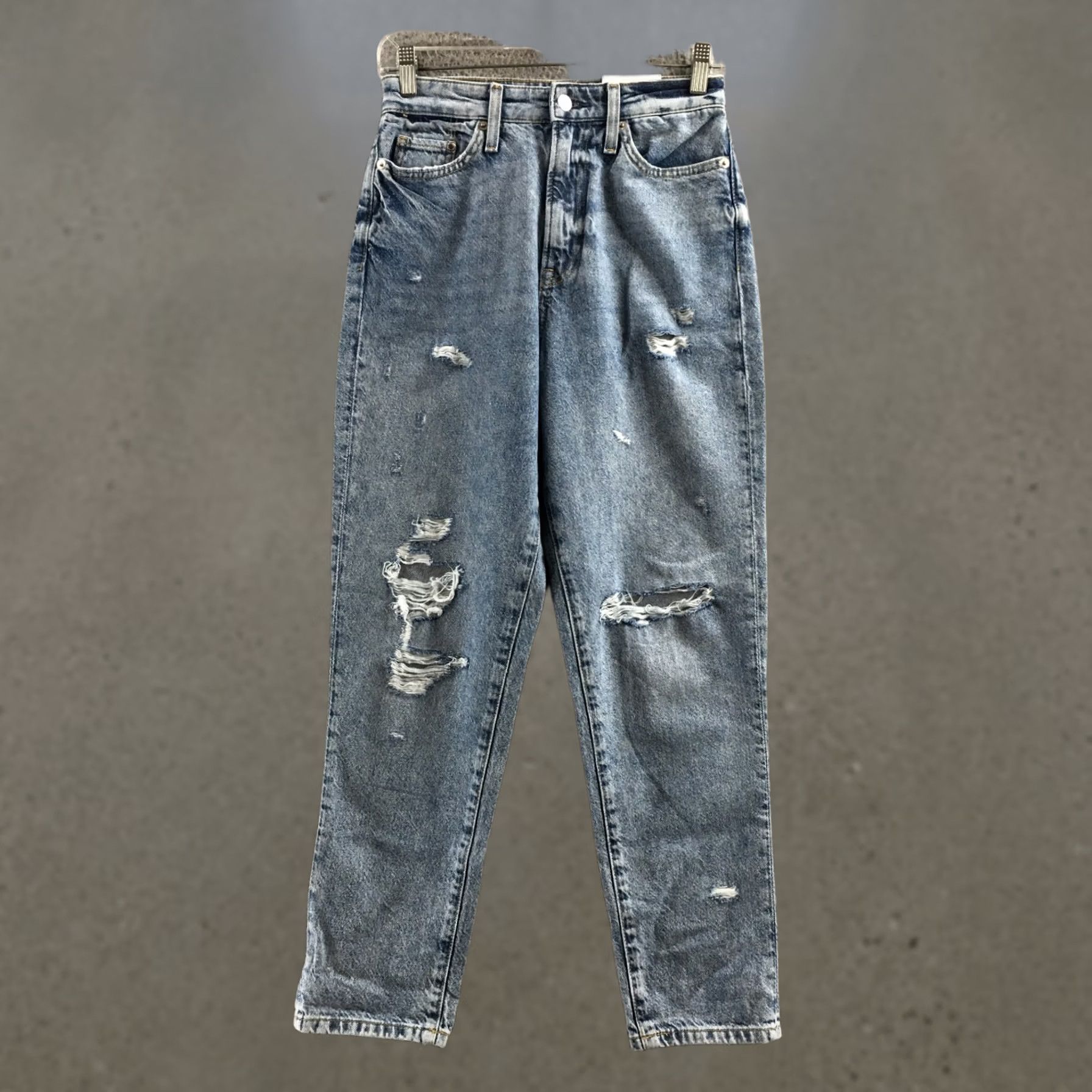 H&M H&M Womens Jeans Mom Distressed Blue High Rise Zip 4 Regular 26x26 Inseam 26 Denim 5-Pocket Size 27" / US 4 / IT 40 - 1 Thumbnail