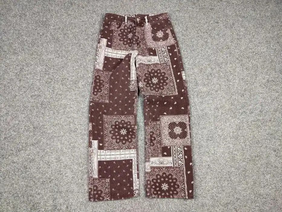 Japanese Brand Vintage Japanese paisley Bandana Denim Brown Print Pants Size US 30 / EU 46 - 5 Thumbnail