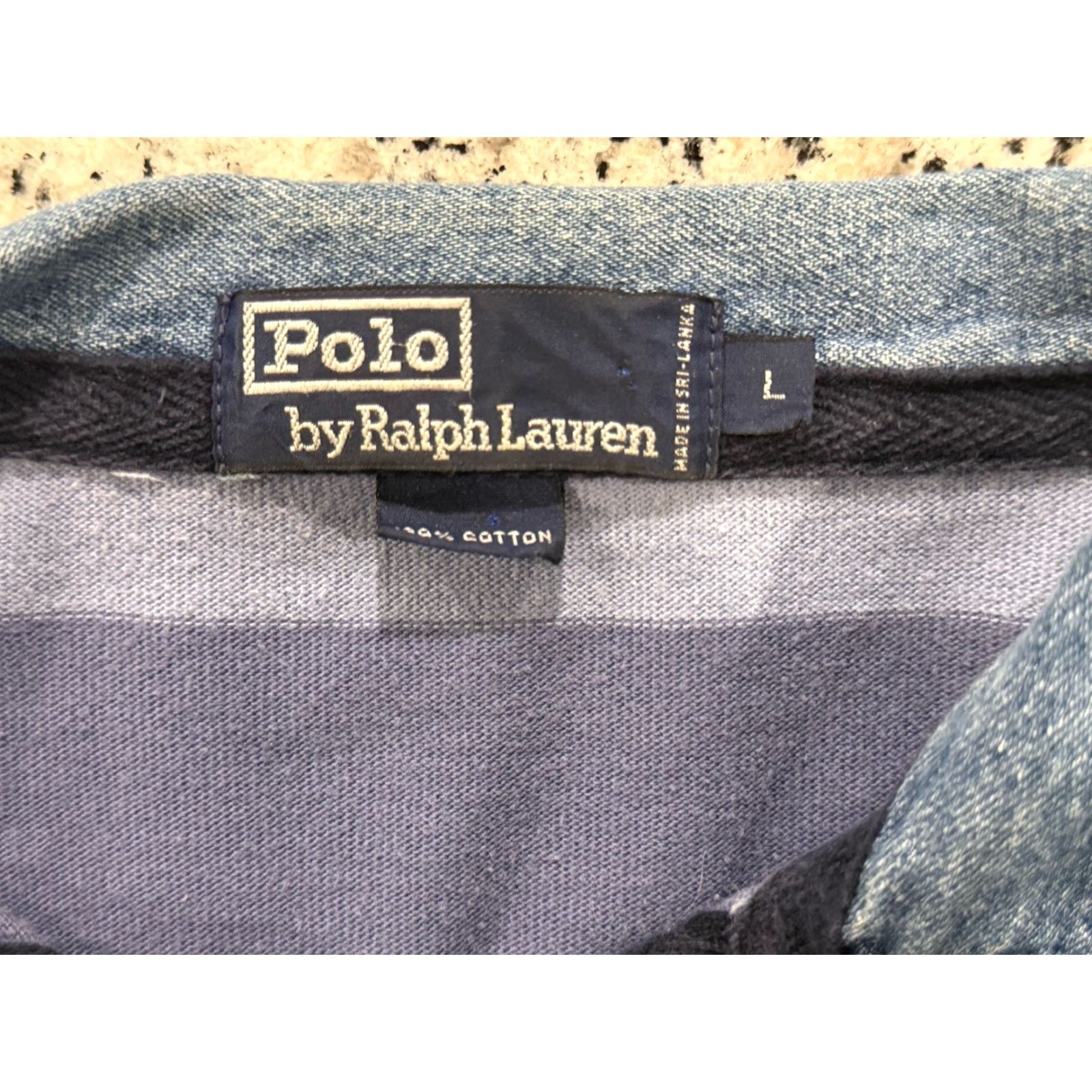 Polo Ralph Lauren VINTAGE Polo Ralph Lauren Rugby Shirt Denim Collar Striped Large Men L Blue 90s Preppy Logo Embroidered Clothing Size US L / EU 52-54 / 3 - 6 Thumbnail