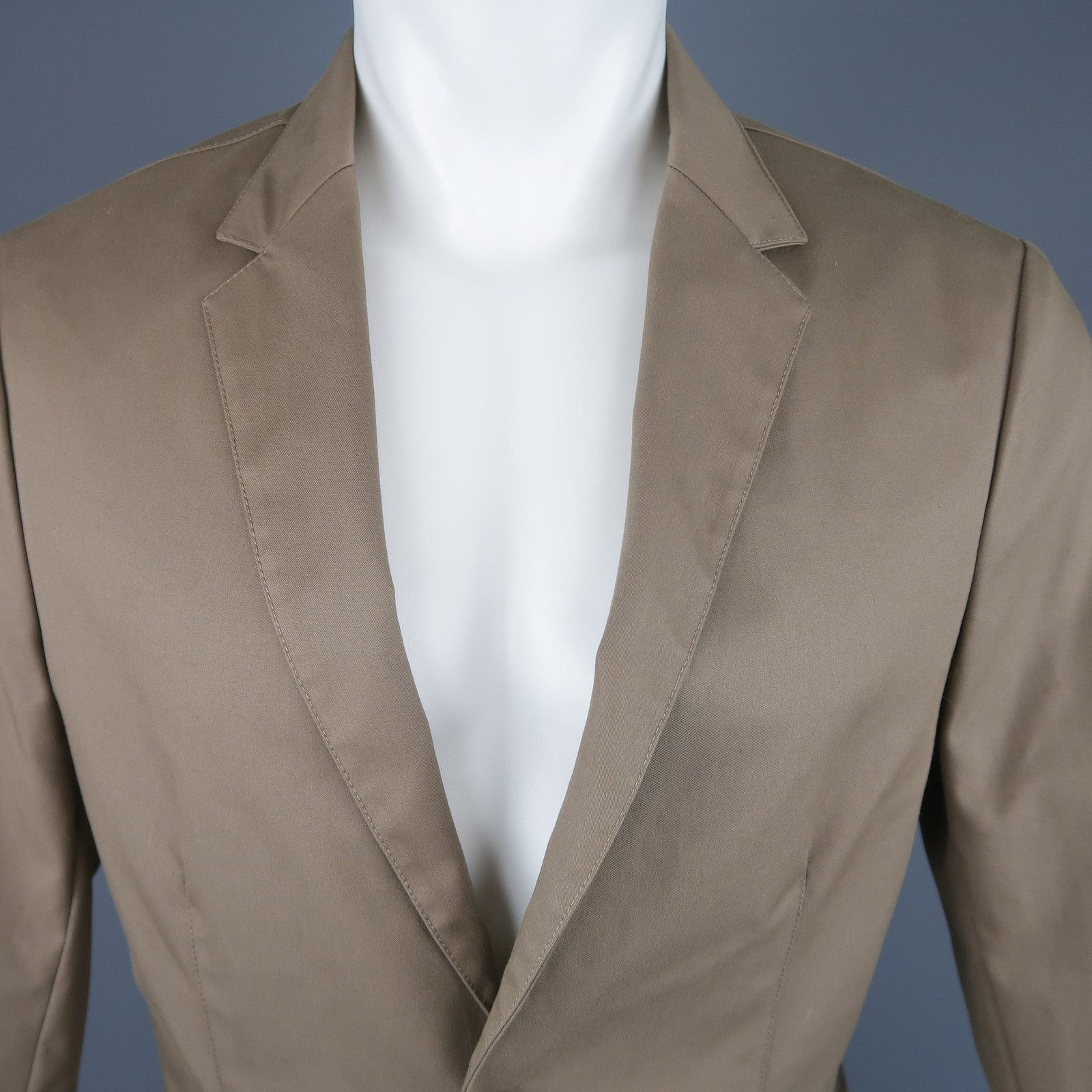 Calvin Klein COLLECTION 38 Taupe Cotton Blend Notch Lapel Sport Coat Size US S / EU 44-46 / 1 - 2 Thumbnail