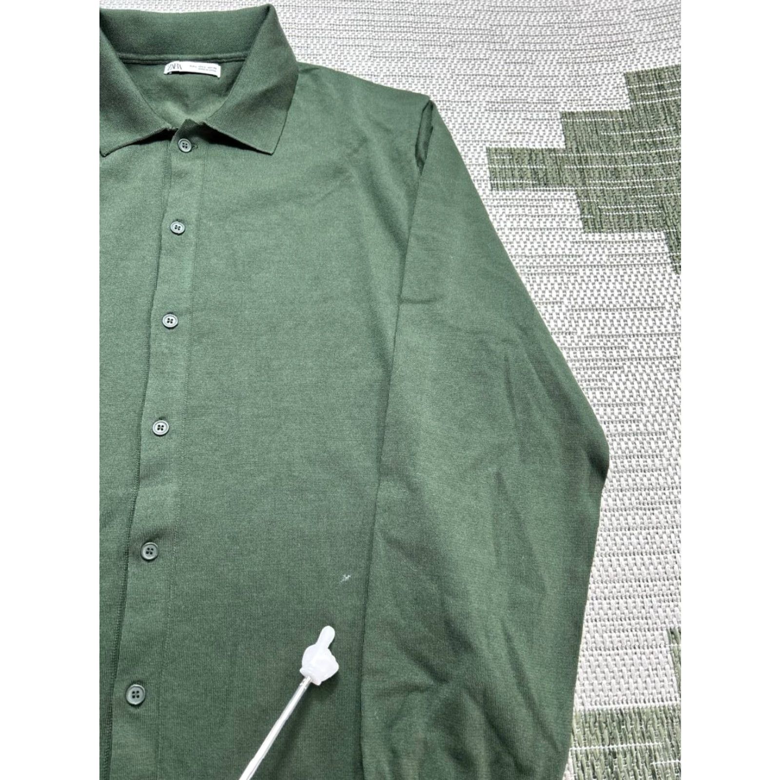 Zara Zara Shirt Mens Large Green Knit Button-Up Casual Workwear Modern Classic Preppy Size US L / EU 52-54 / 3 - 5 Thumbnail