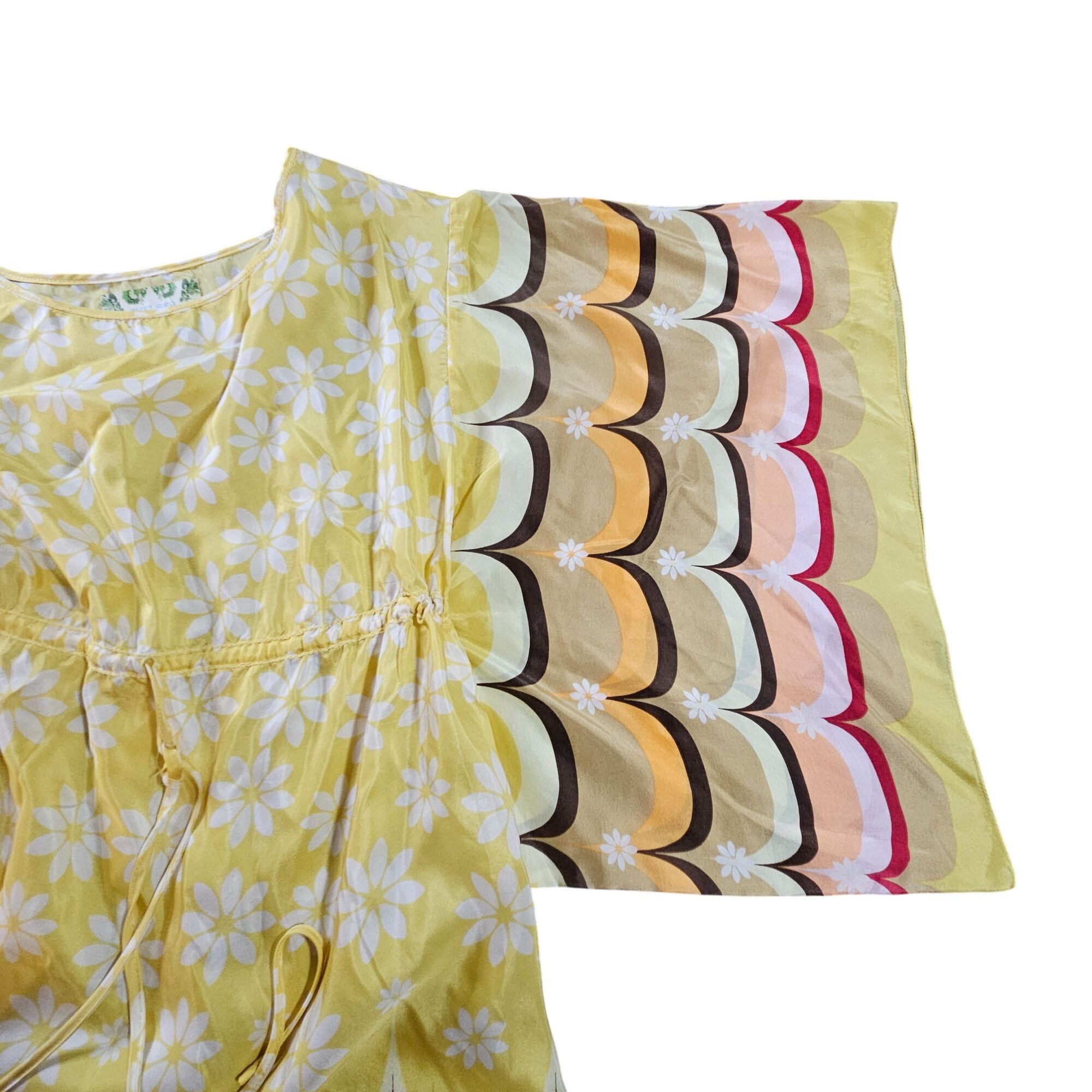 Other Chelsea Violet Yellow Floral Scallop Print Kimono Sleeve Dre Size S / US 4 / IT 40 - 10 Thumbnail