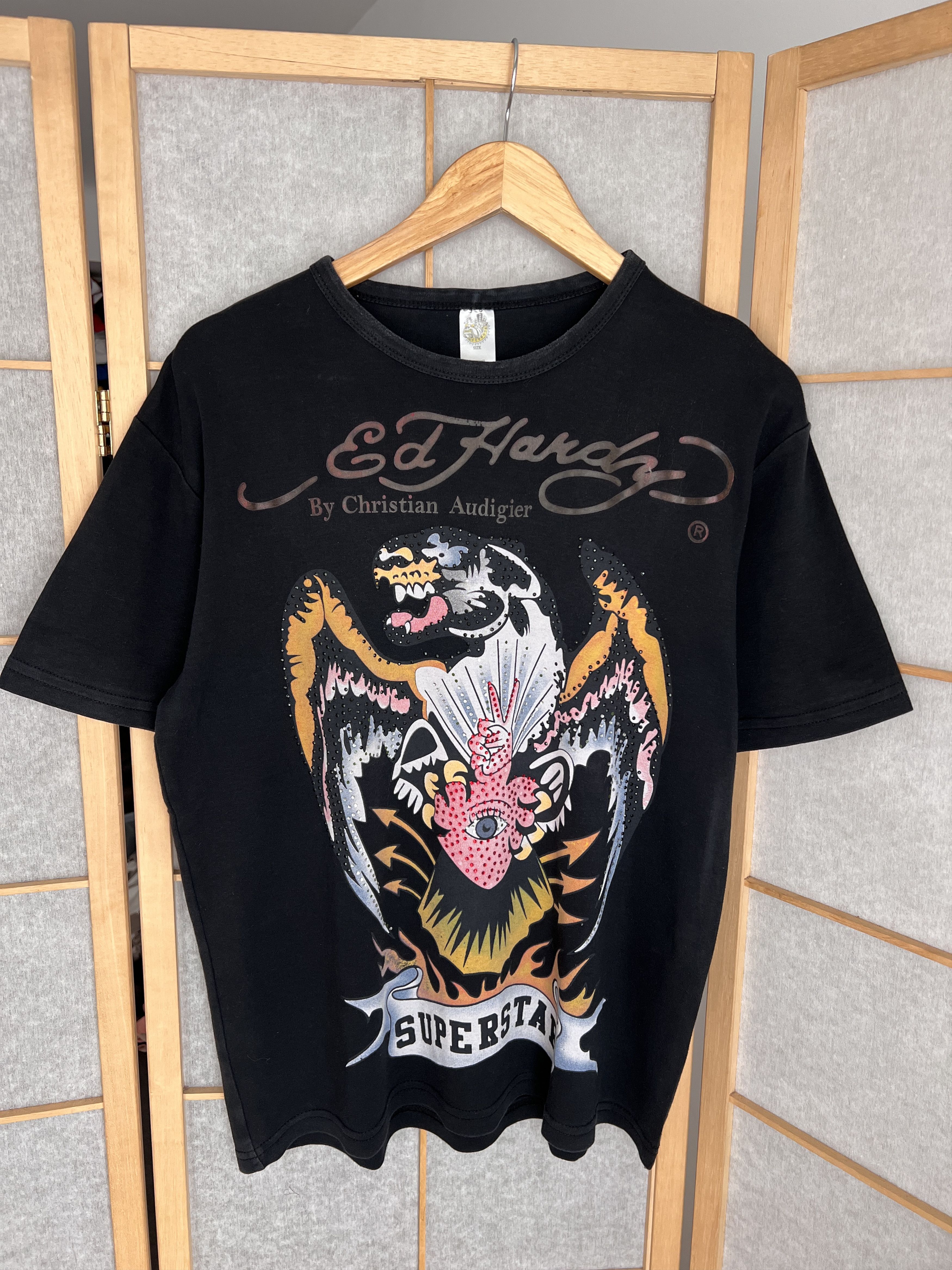 Ed Hardy Ed Hardy Superstar Rhinestones vintage printed t shirt tee Size US XL / EU 56 / 4 - 3 Thumbnail