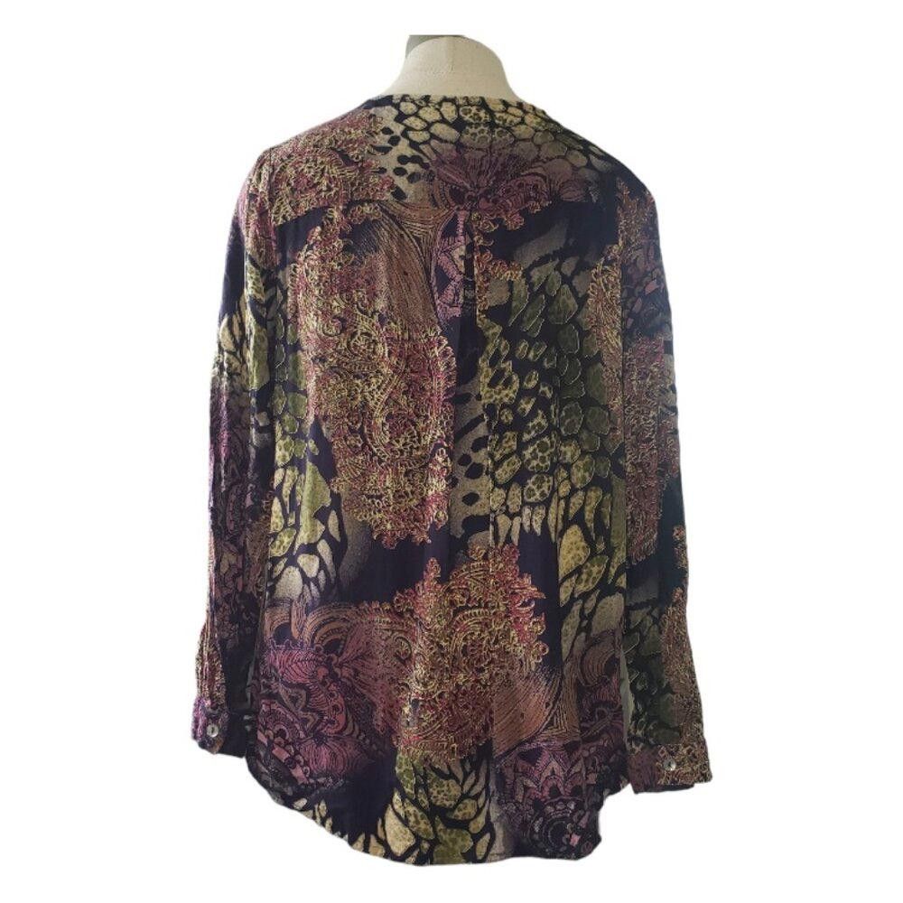 Designer CT1577 Ethyl Pleated Front Floral Long Sleeve Top M Size M / US 6-8 / IT 42-44 - 5 Thumbnail