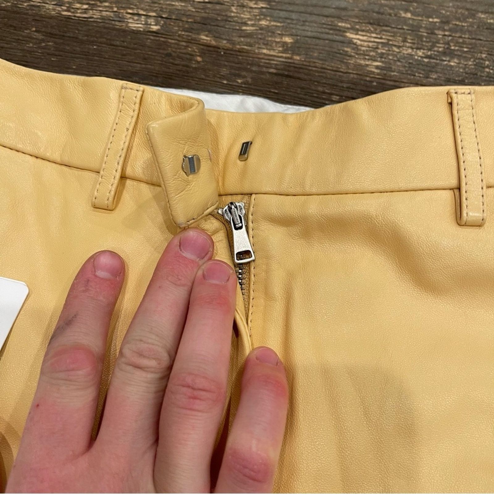 Sportmax SPORTMAX Slim-fit trousers lamb leather turn-up detail cream Size 27" / US 4 / IT 40 - 10 Thumbnail