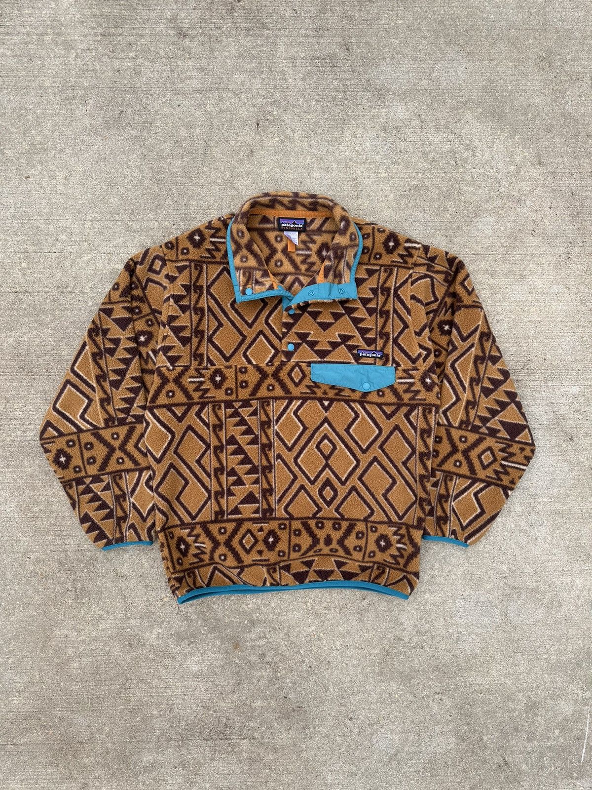 Image of Made In USA x Patagonia Vintage Patagonia Synchilla Aztec Fleece in Brown, Men's (Size Small)