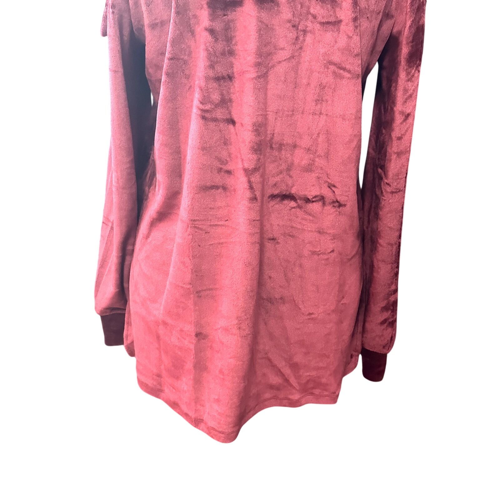 Michael Kors Michael Kors Cold Shoulder Top Slitted Velour Burgundy M NWT Size M / US 6-8 / IT 42-44 - 7 Thumbnail