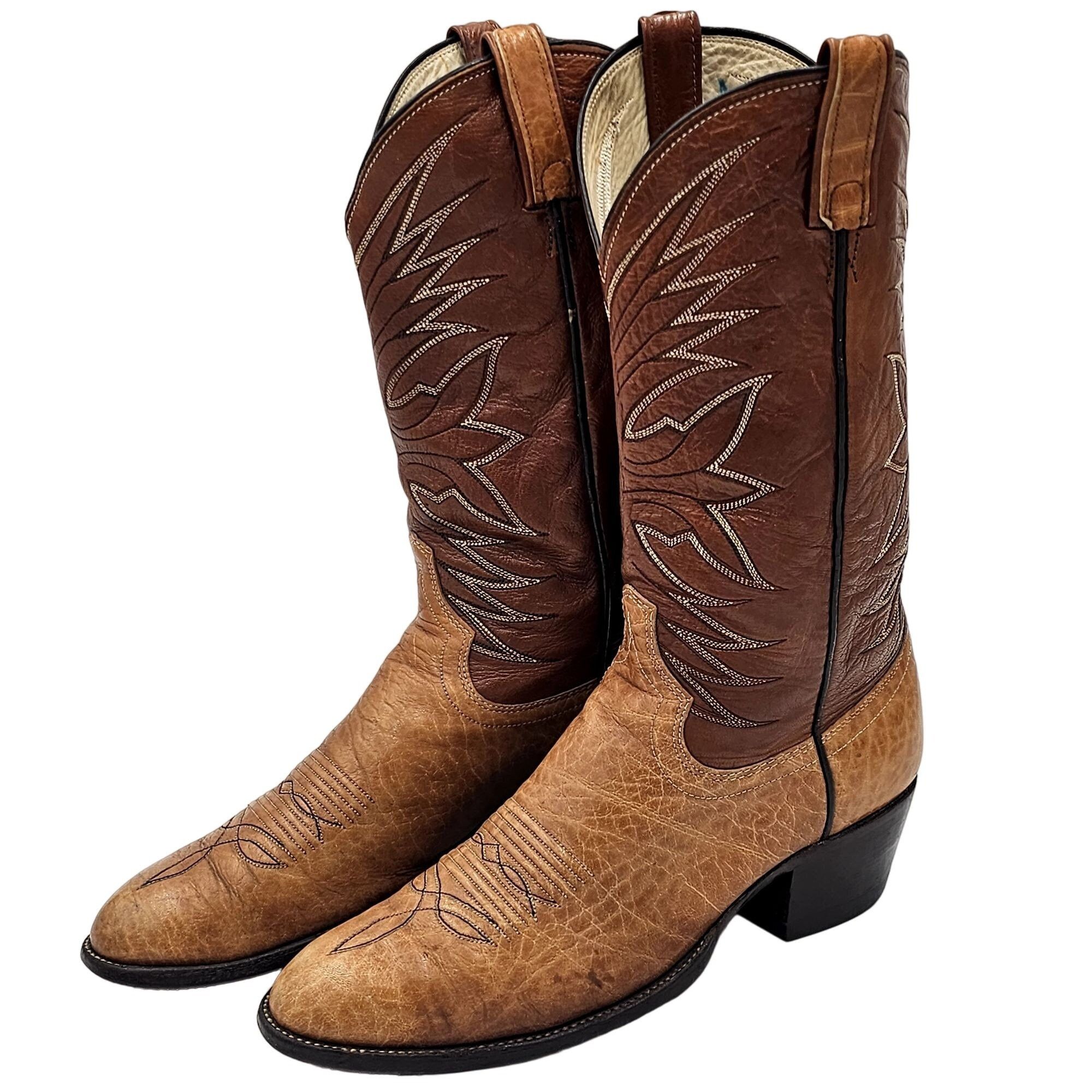 Dan Post Vintage Dan Post Exotic Print 6758 Mens 9.5D Brown Leather Size US 9.5 / EU 42-43 - 11 Thumbnail