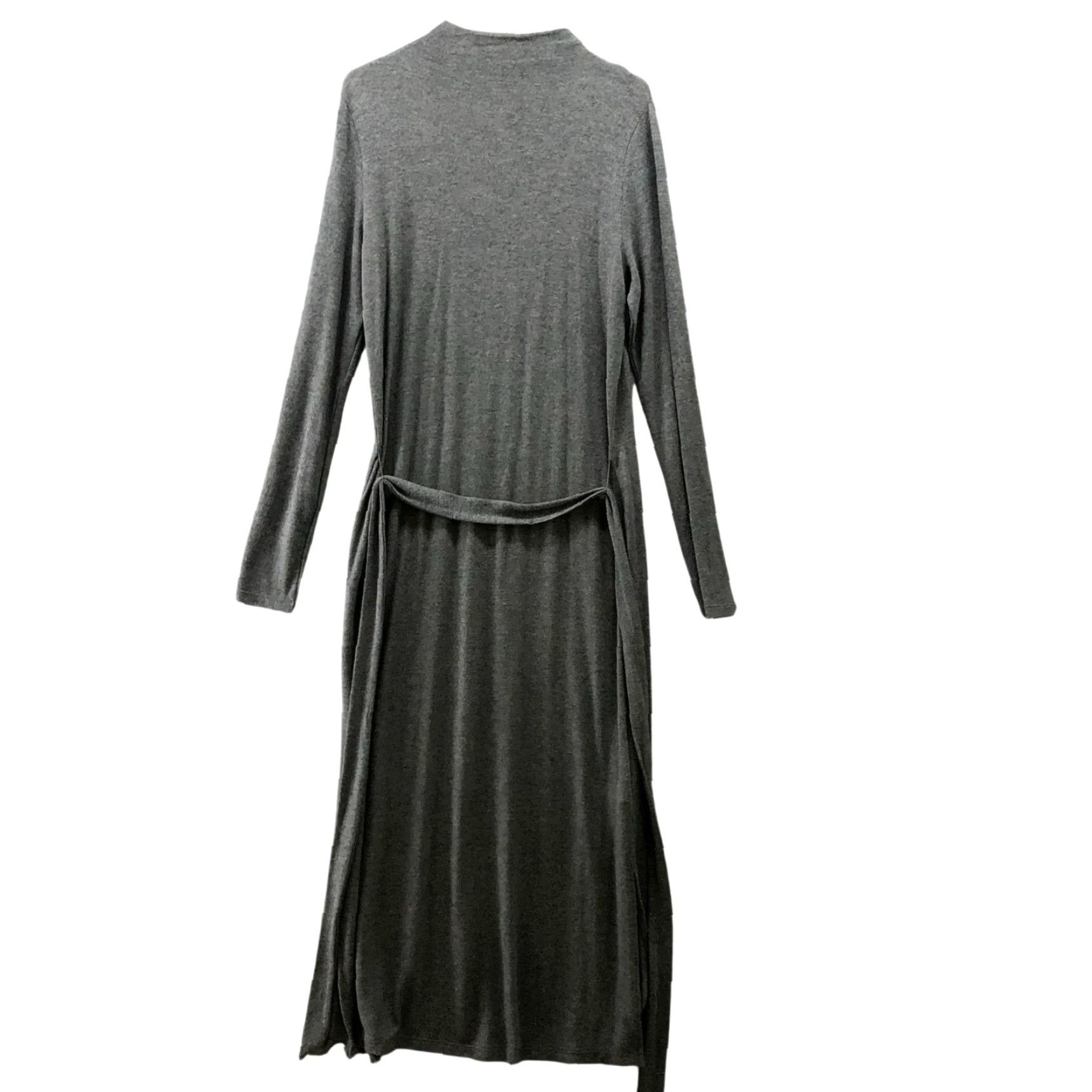 Loft LOFT Mock Neck Midi/Maxi Dress Womens M Gray Tie Waist Knit Side Slits Maxi Dress Womens M Gray Tie Waist Knit Side Slits Size M / US 6-8 / IT 42-44 - 2 Thumbnail
