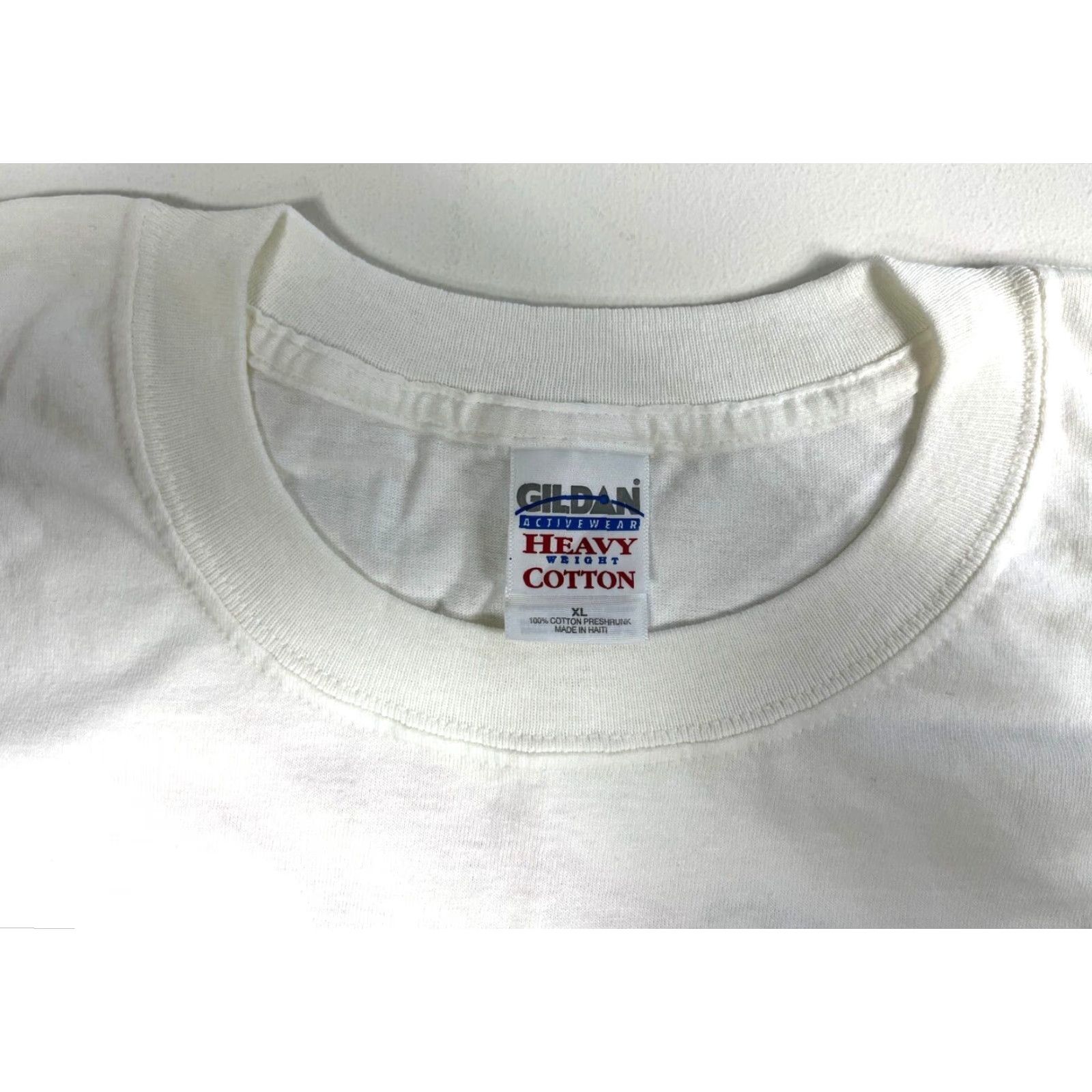 Gildan VINTAGE Born in the USA Shell Petroleum Gildan Heavy Cotton T-Shirt Mens XL White 2000s USA Cars Double-Sided/NOS Size US XL / EU 56 / 4 - 6 Thumbnail