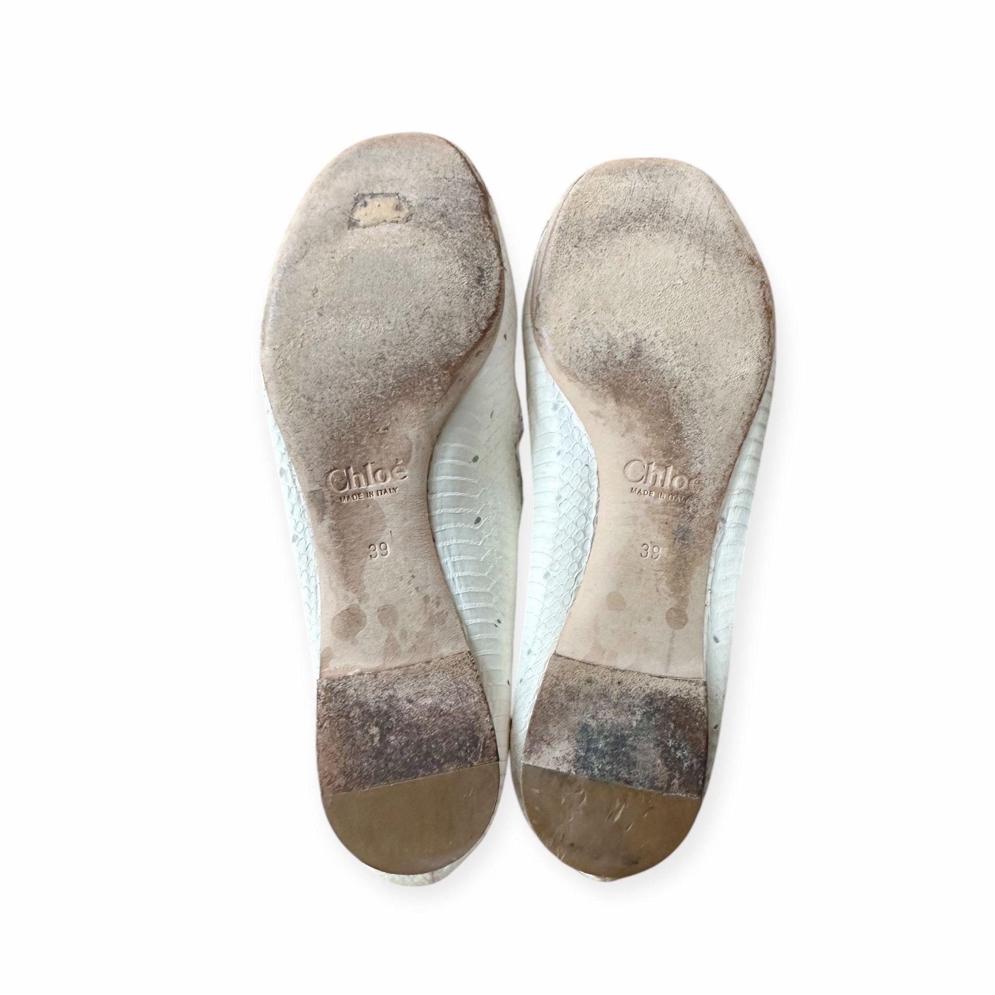 Chloe Chloe Lauren Ballet Ballerina Flats, in white snake, Scallop Size US 9 / IT 39 - 7 Thumbnail