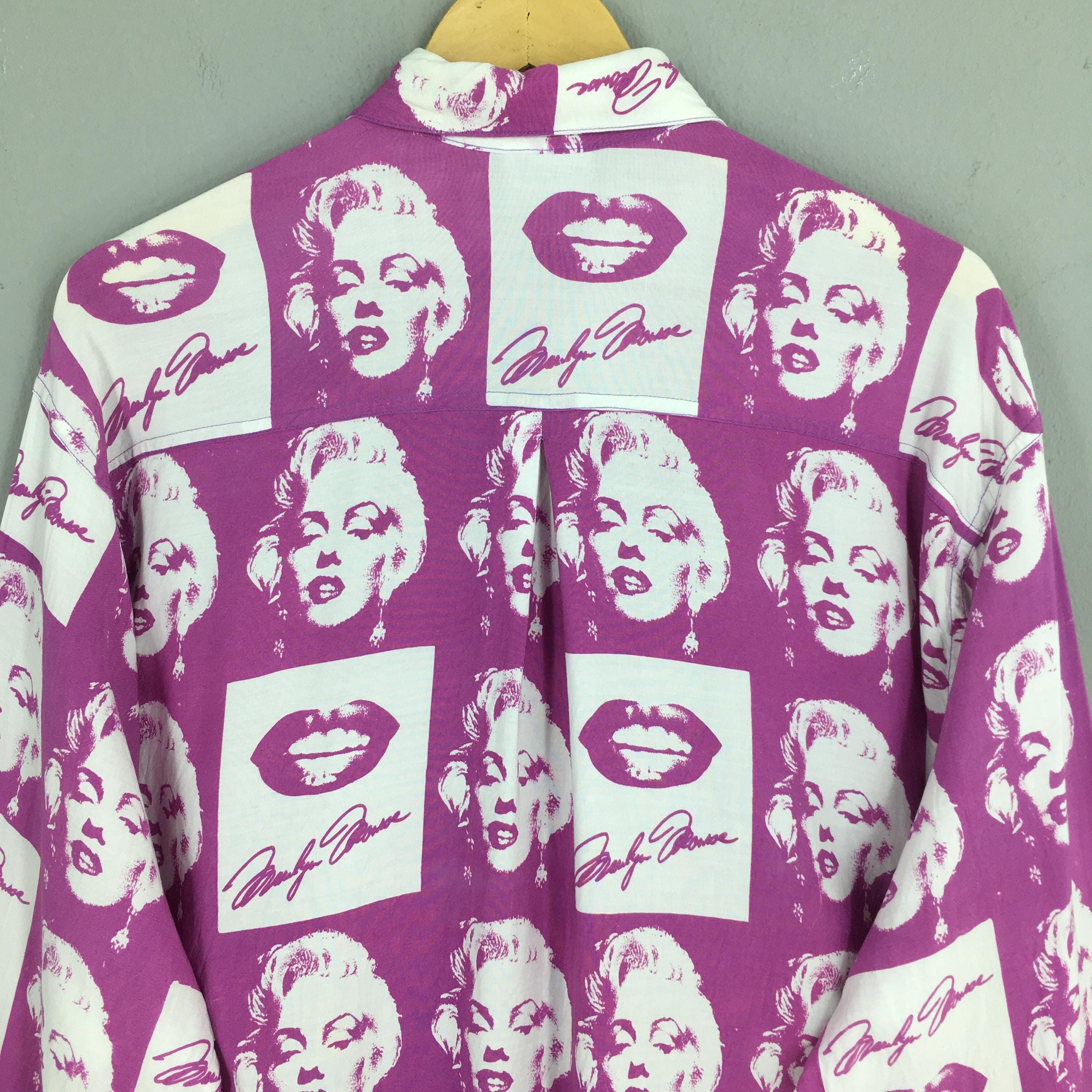 Other Vintage 90s Iconic Marilyn Monroe Pink Rayon Shirt Large Size US L / EU 52-54 / 3 - 8 Thumbnail