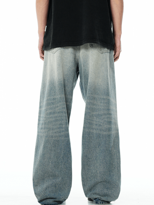 Japanese Brand American retro wide-leg blue washed ripped jeans Size US 32 / EU 48 - 4 Thumbnail