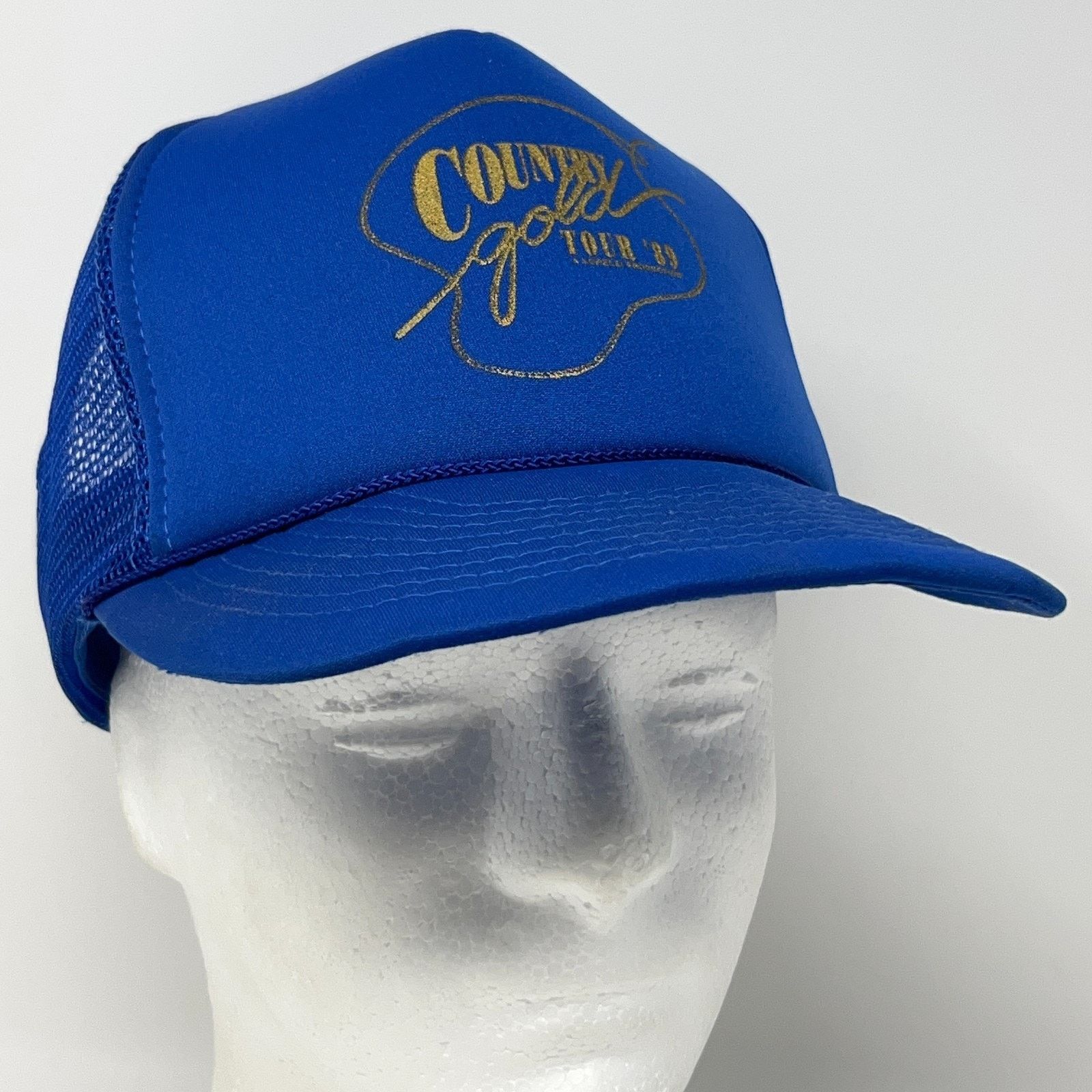 Vintage Vintage 80s Country Gold Tour Trucker Hat Baseball Cap Blue Size ONE SIZE - 12 Thumbnail