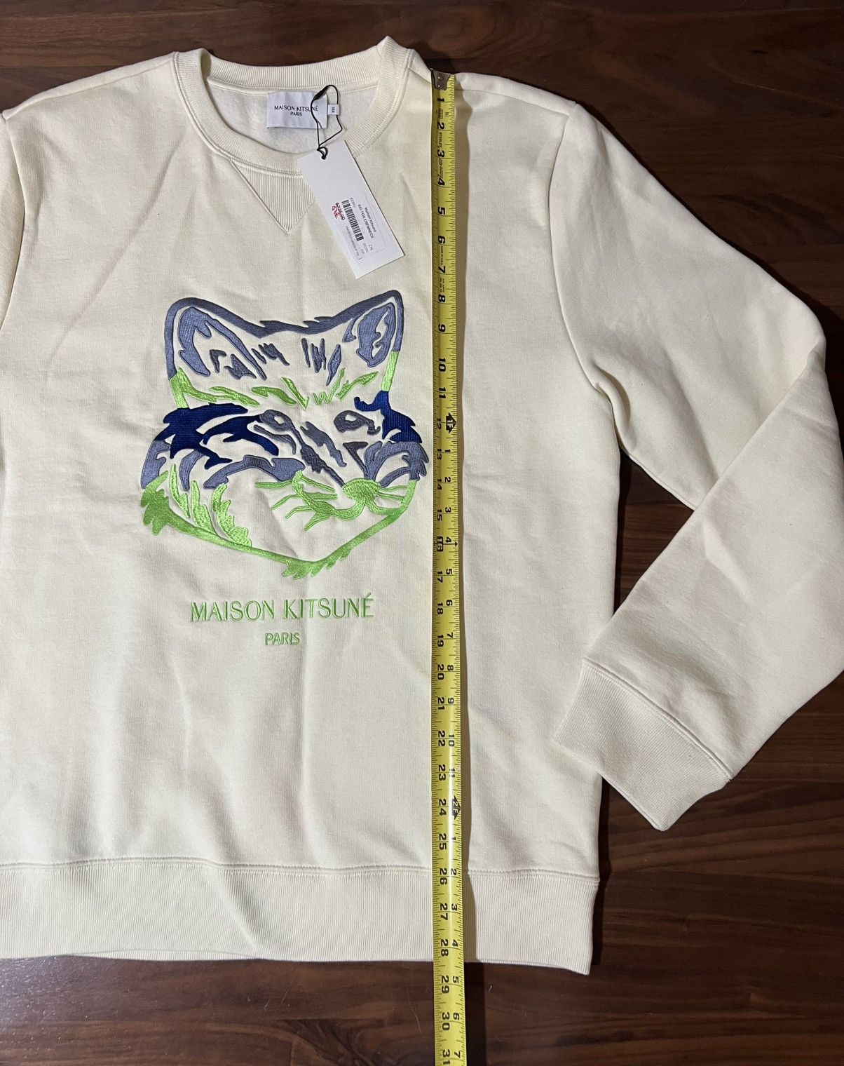 Maison Kitsune MAISON KITSUNÉ Big Fox Head Crewneck Sweatshirt in Ecru XXL Size US XXL / EU 58 / 5 - 5 Thumbnail