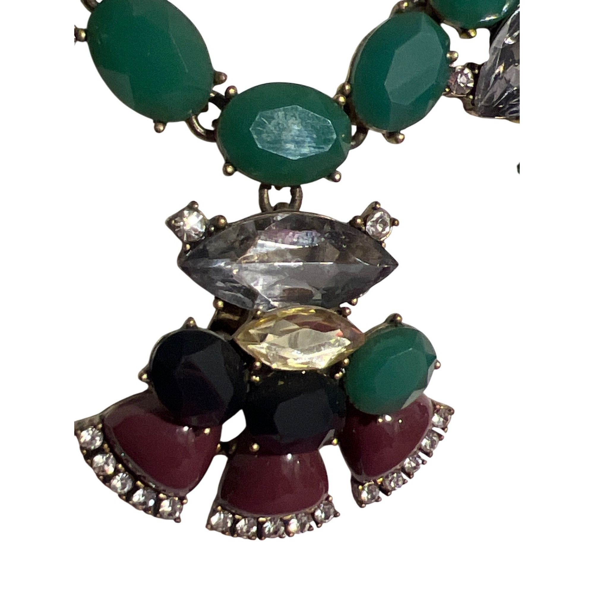 J.Crew J.Crew Bib Necklace Glows Under Black Light Green Mauve Clea Size ONE SIZE - 3 Thumbnail
