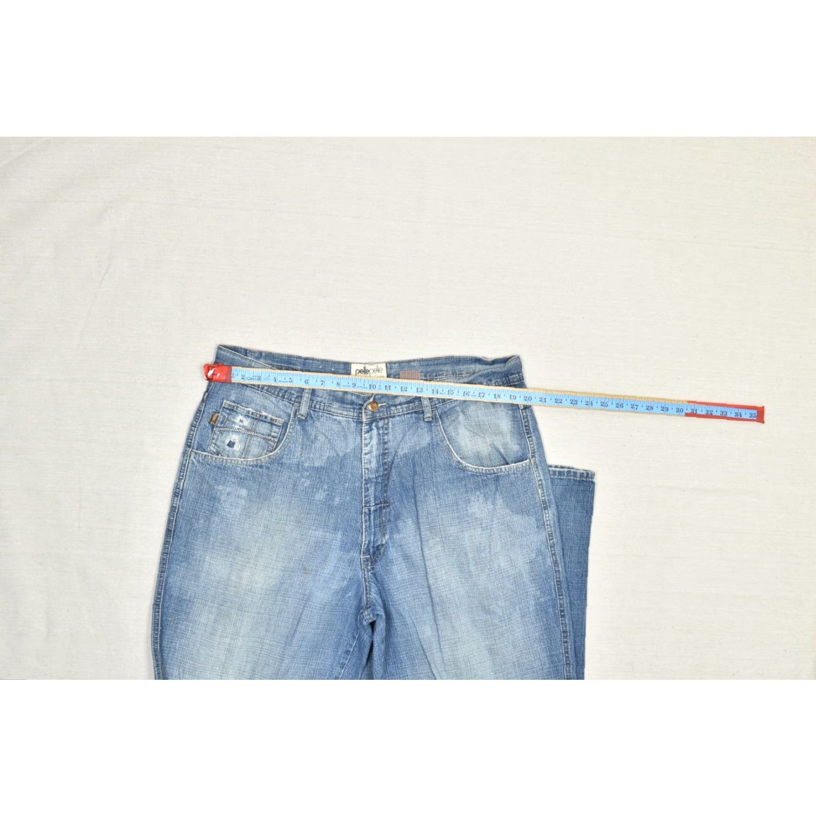 Pelle Pelle VINTAGE Pelle Pelle Marc Buchanan Jeans Men 40x34 Denim Blue Distressed 5-Pocket Wide-Leg Autumn Winter Spring Summer Mens Size US 40 / EU 56 - 3 Thumbnail