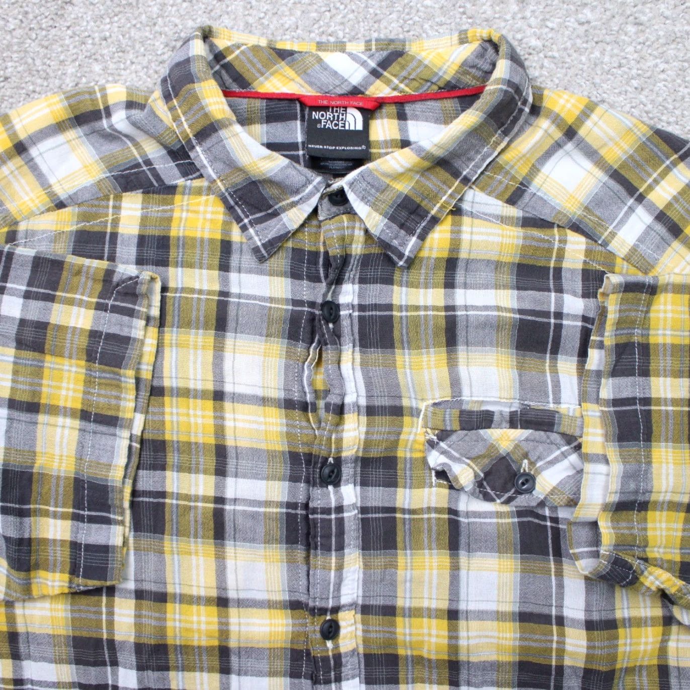 The North Face The North Face Shirt Mens XL Yellow/Gray Plaid 100% Cotton Short Sleeve Button Size US XL / EU 56 / 4 - 2 Thumbnail