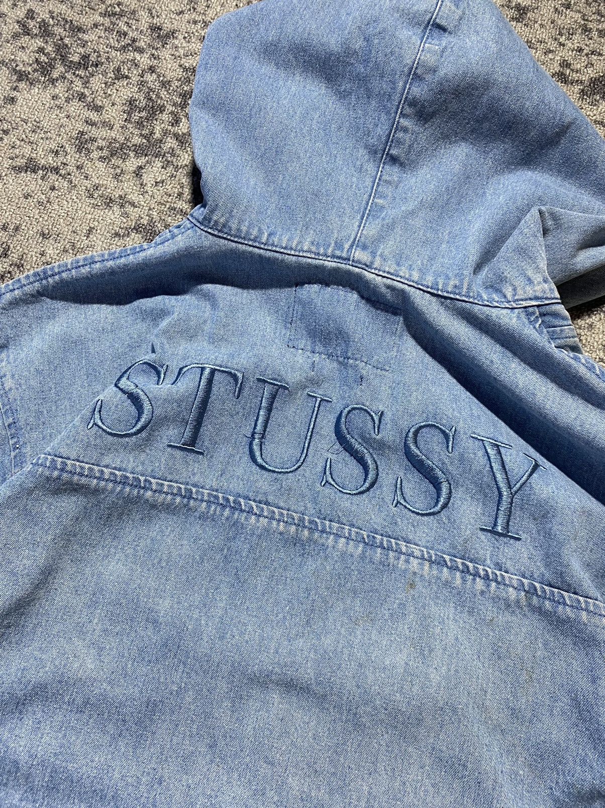 Stussy Rare denim jacket hoodie stussy embroid Size US L / EU 52-54 / 3 - 4 Thumbnail