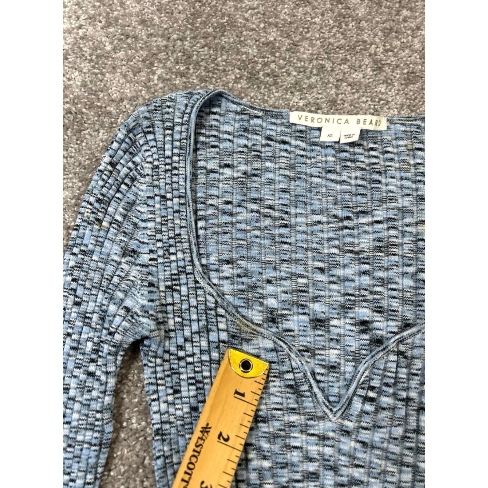 Veronica Beard VINTAGE Veronica Beard Blouse Shirt Women XS Blue Knit Long Sleeve V-Neck Casual Top Size XS / US 0-2 / IT 36-38 - 5 Thumbnail
