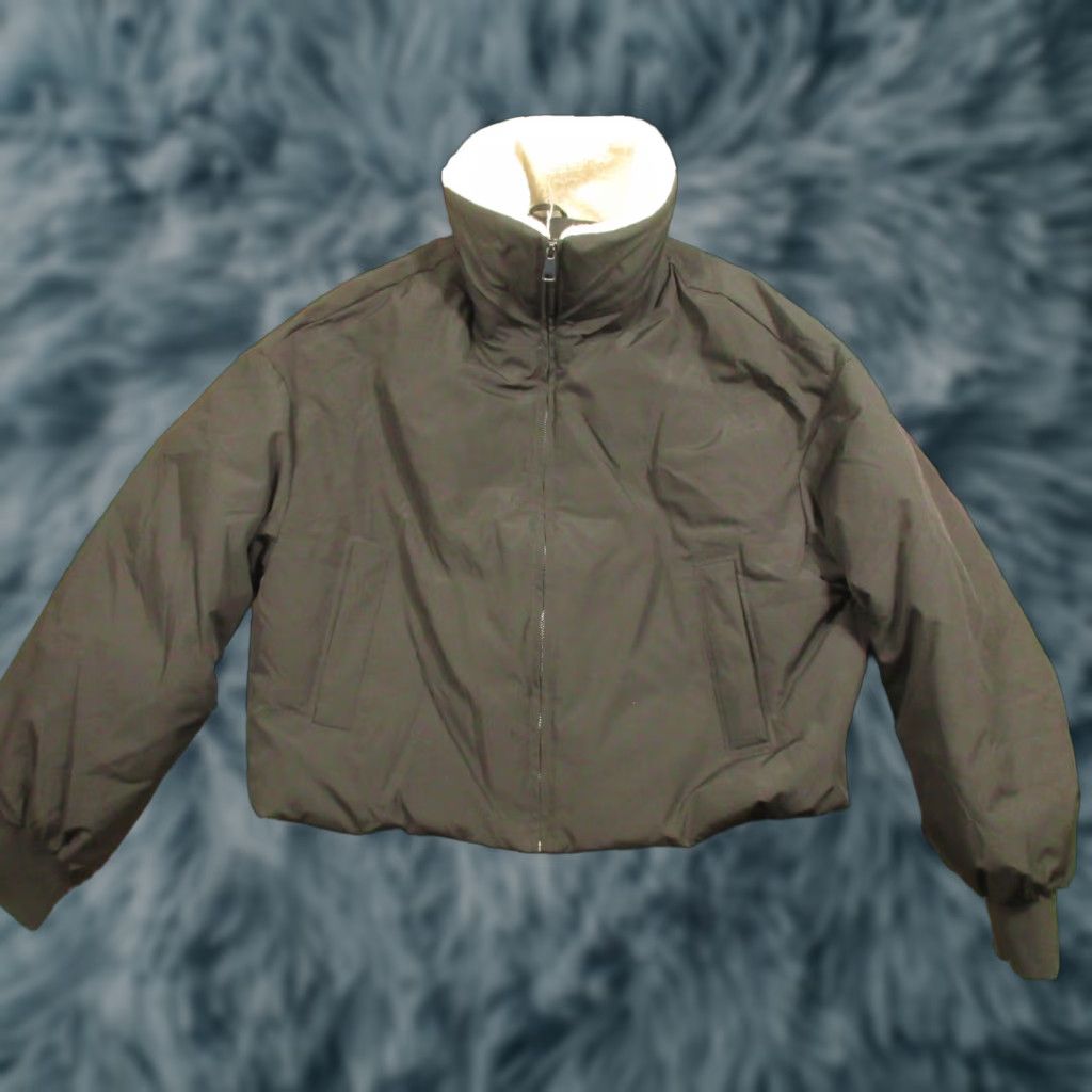 Vintage Purepear Cropped Down Jacket Large Womens Black Sherpa Collar Stand Up Neck NEW Size L / US 10 / IT 46 - 1 Thumbnail