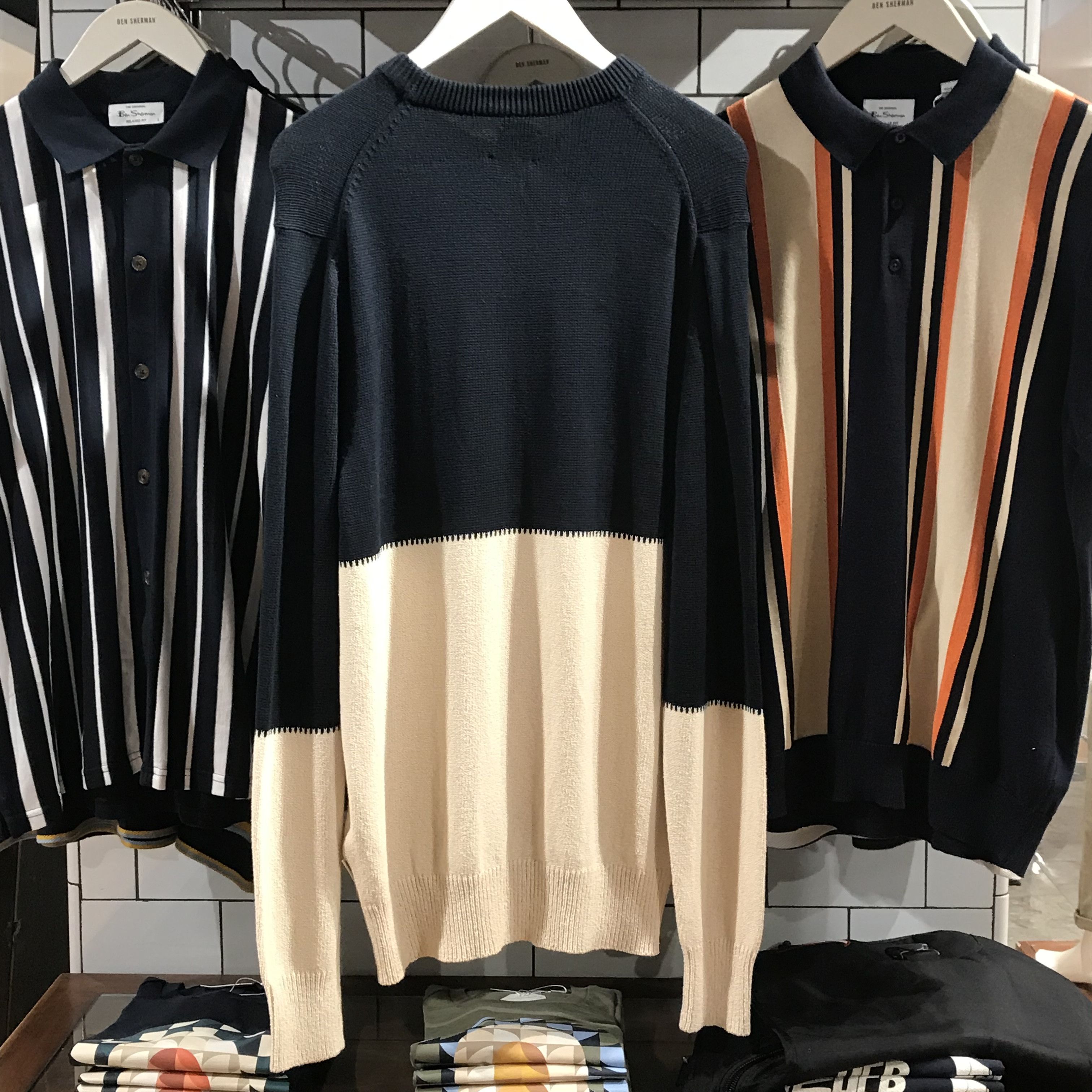 Ben Sherman Ben Sherman Crinkle Cotton Crewneck Jumper Dark Navy Beige Size US L / EU 52-54 / 3 - 6 Thumbnail