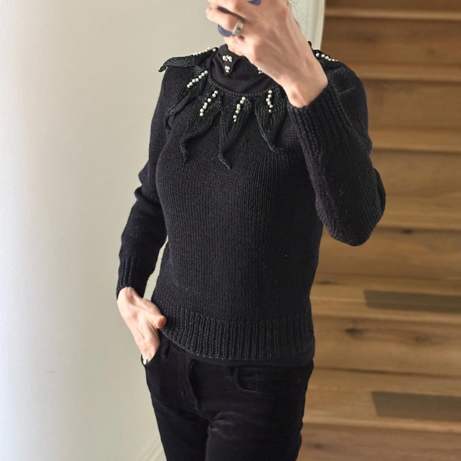 Vintage Nannell Vintage 80s Peals Hand Knit Sweater Black Size S / US 4 / IT 40 - 6 Thumbnail