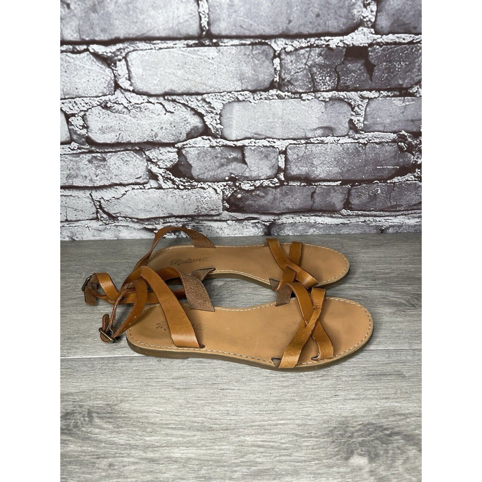 Madewell Madewell Brown Leather Casual Ankle Strap Flat Sandals Women Size US 7.5 / IT 37.5 - 11 Thumbnail