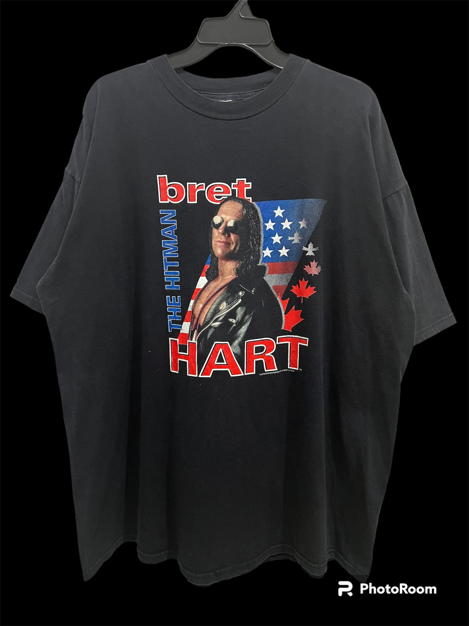 image of Wcwnwo x Wwe Vintage Bret Hart Wrestling Promo Tee 2Xl in Black, Men's