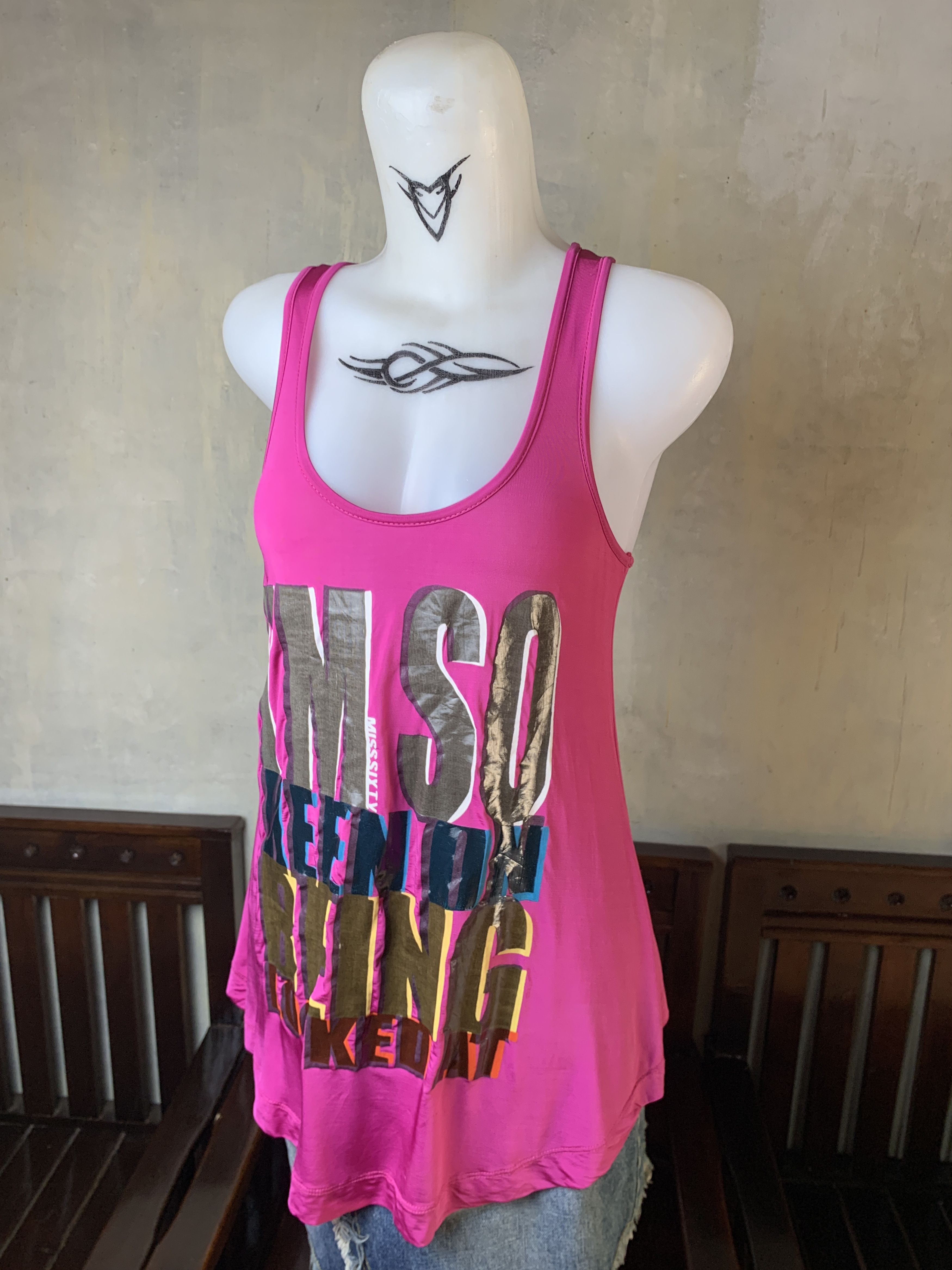 Miss Sixty Miss Sixty Pink Lace Printed Top (S) Size S / US 4 / IT 40 - 2 Thumbnail