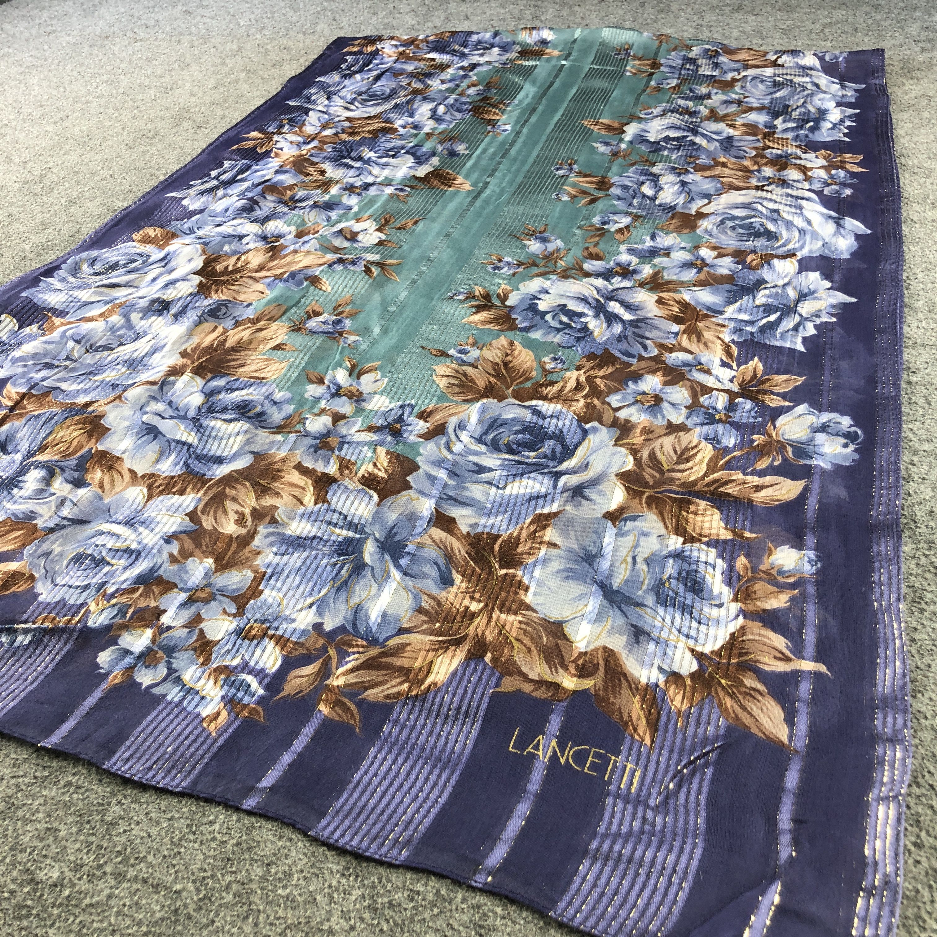 Lui di Lancetti Lancetti Floral Silk Stole Silk Scarf M1092 Size ONE SIZE - 3 Thumbnail