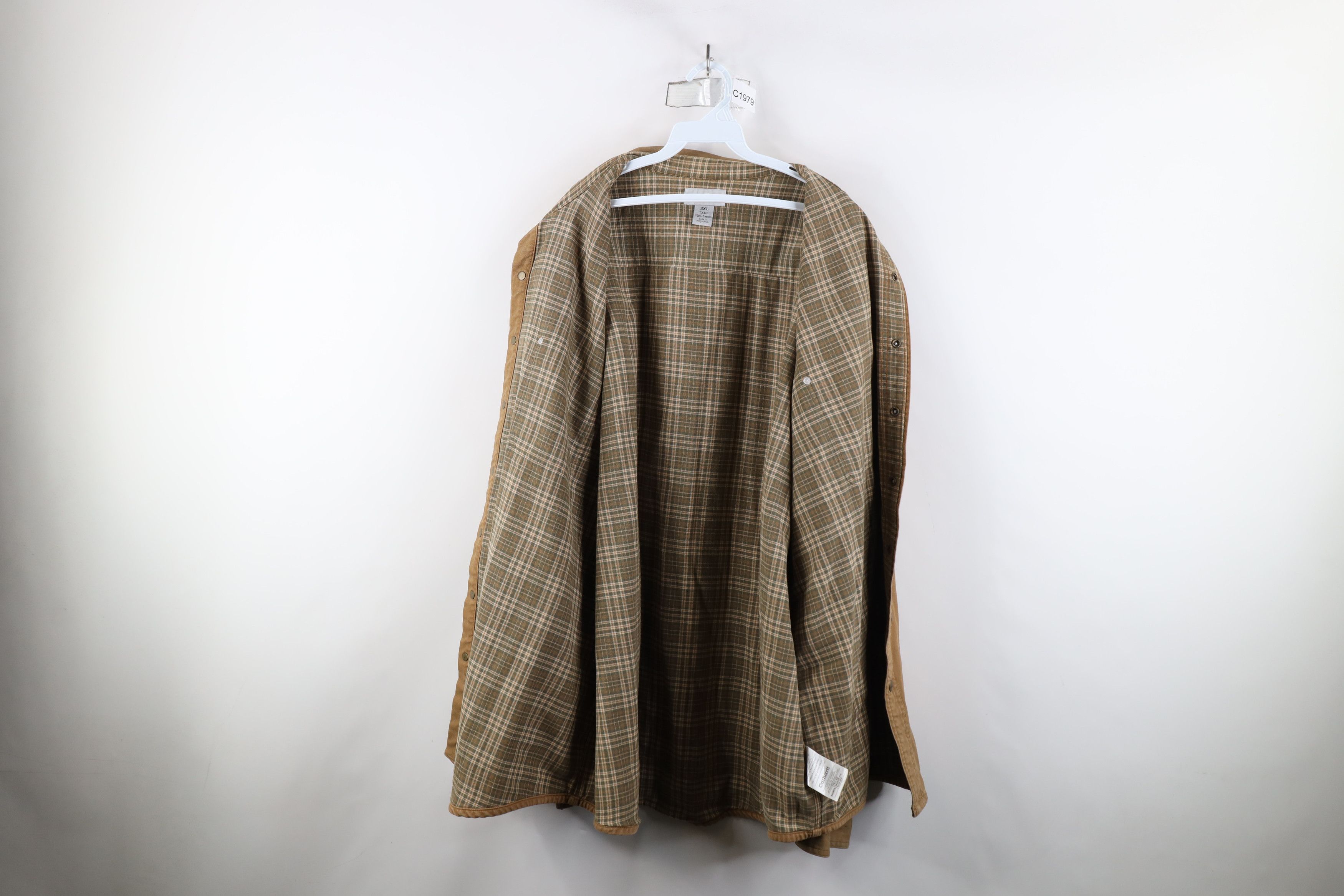 Carhartt × Vintage Vintage Carhartt Lined Canvas Button Shirt Jacket Jac Shirt Size US XXL / EU 58 / 5 - 11 Thumbnail
