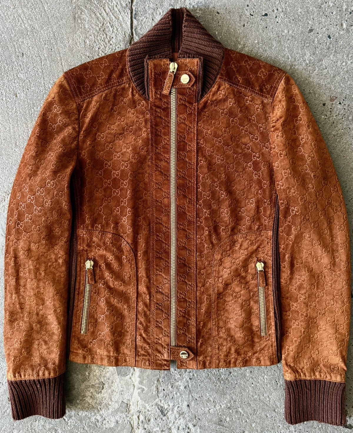 Gucci × Tom Ford Archive Gucci - Tom Ford Suede / Knit - Monogram Jacket Size S / US 4 / IT 40 - 1 Thumbnail