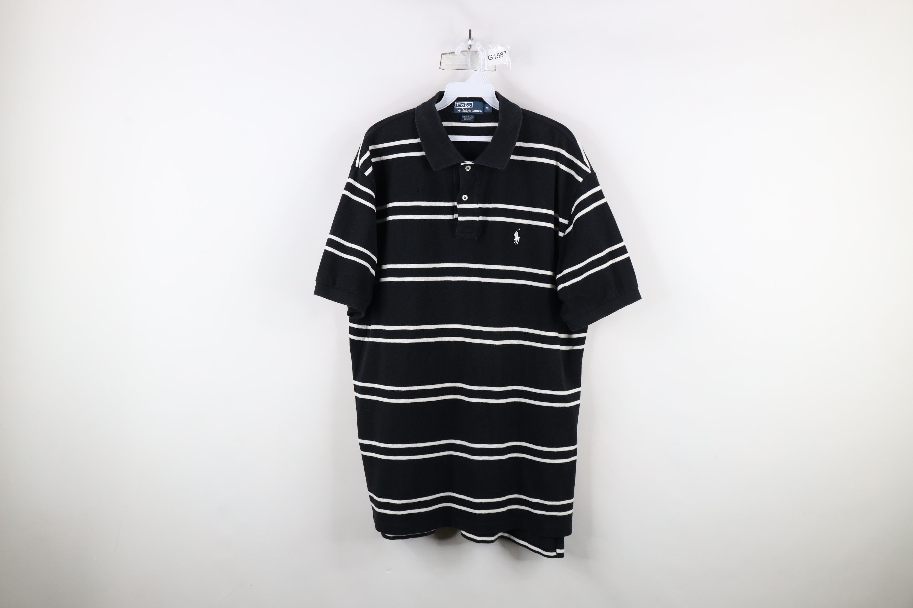 Ralph Lauren × Vintage Vintage 90s Ralph Lauren Short Sleeve Polo Shirt Black Size US XL / EU 56 / 4 - 1 Thumbnail